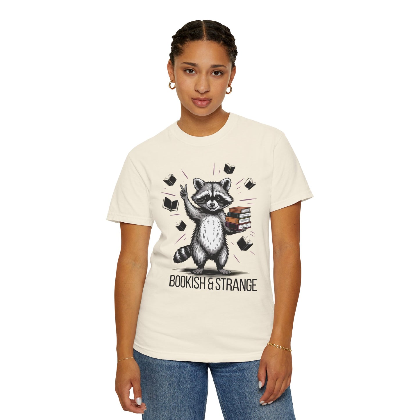 Bookish & Strange Raccoon T-Shirt – Cute Book Lover Graphic Tee - 14802