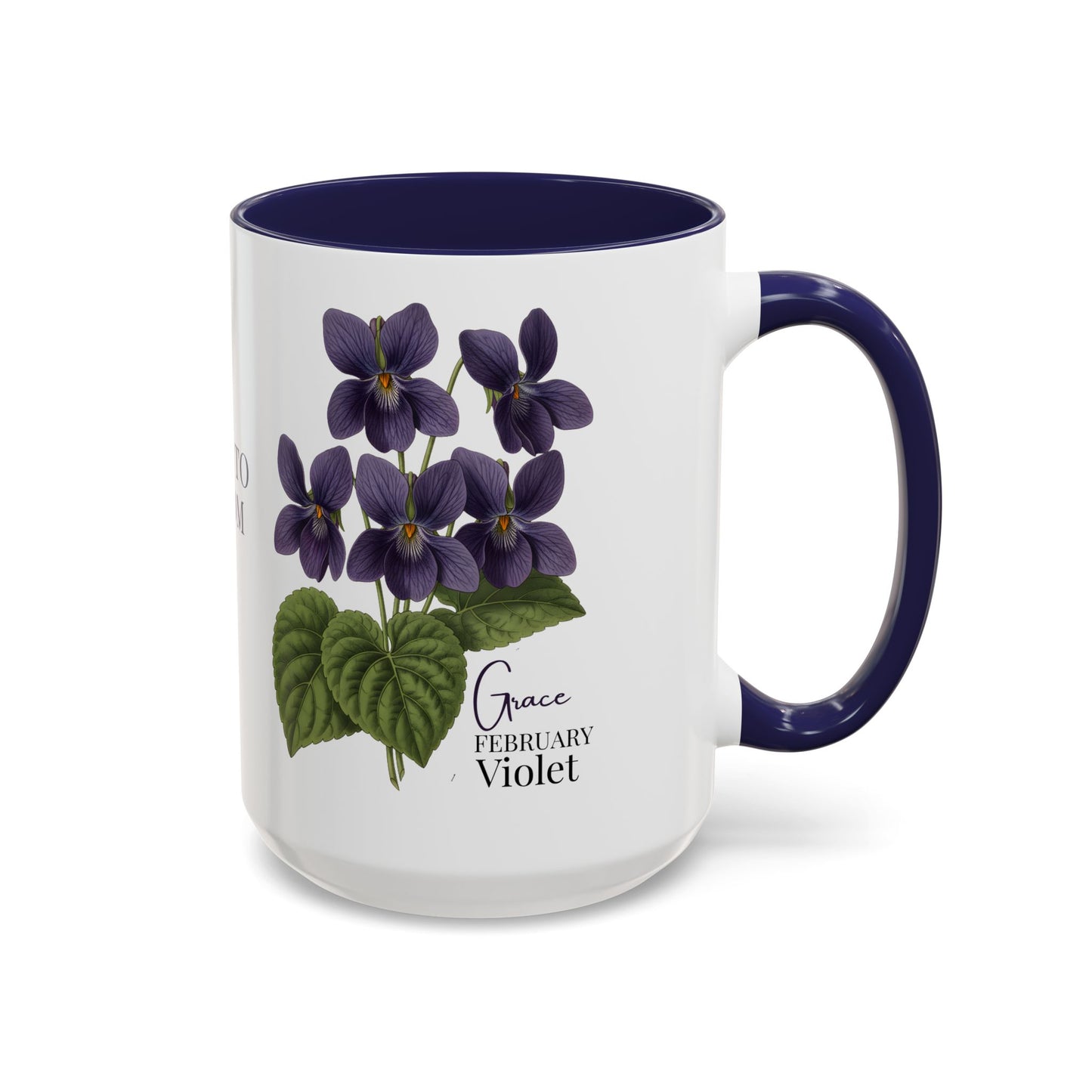 February Birth Flower Violet Mug – Personalized Name Coffee Cup - 14687