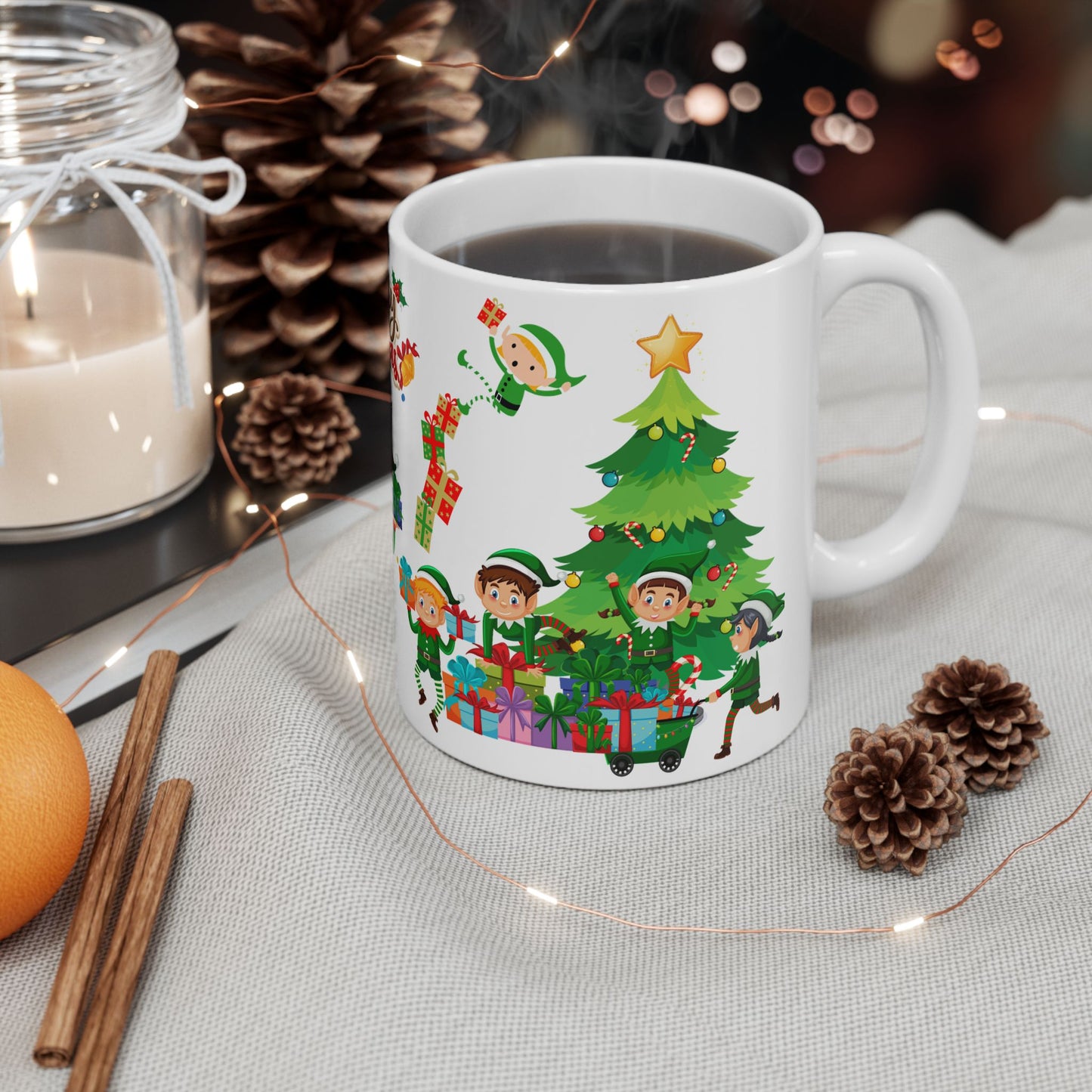 Little Elves with Christmas Gifts - Ceramic Mug, (11oz, 15oz) - 10293