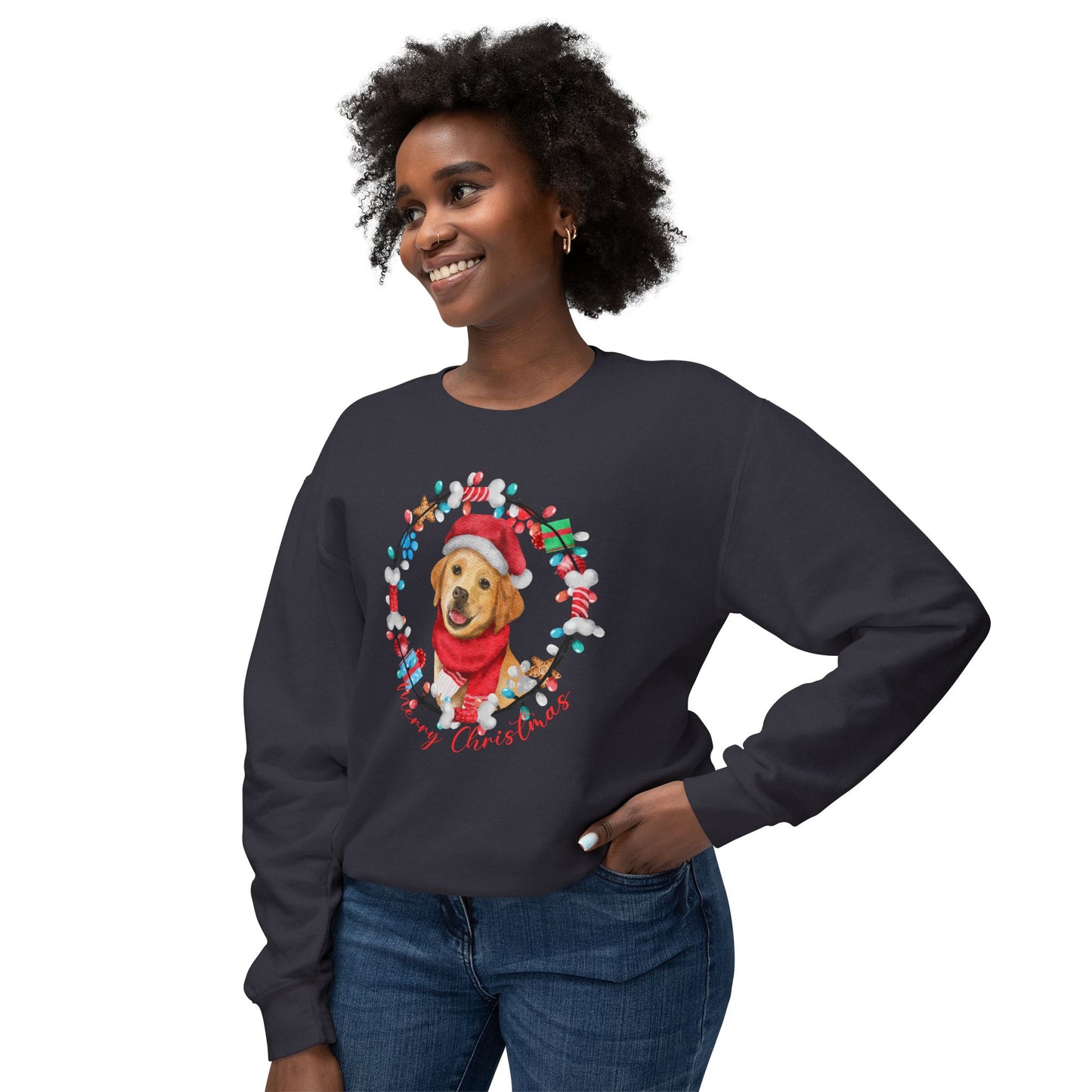 Christmas Dog - Unisex Lightweight Crewneck Sweatshirt - 10309