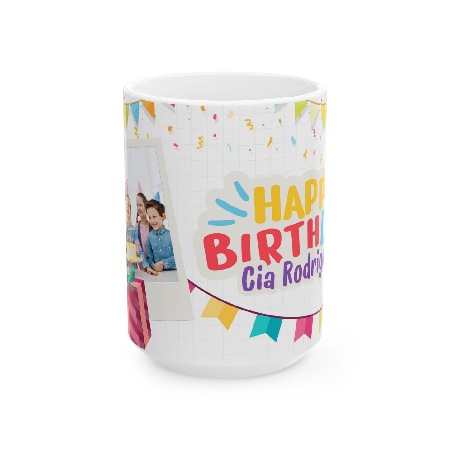 Personalized Birthday Ceramic Mug with Colorful Design, Custom Gift for Celebrations, Fun Party Favor, 11oz, 15oz - 13976