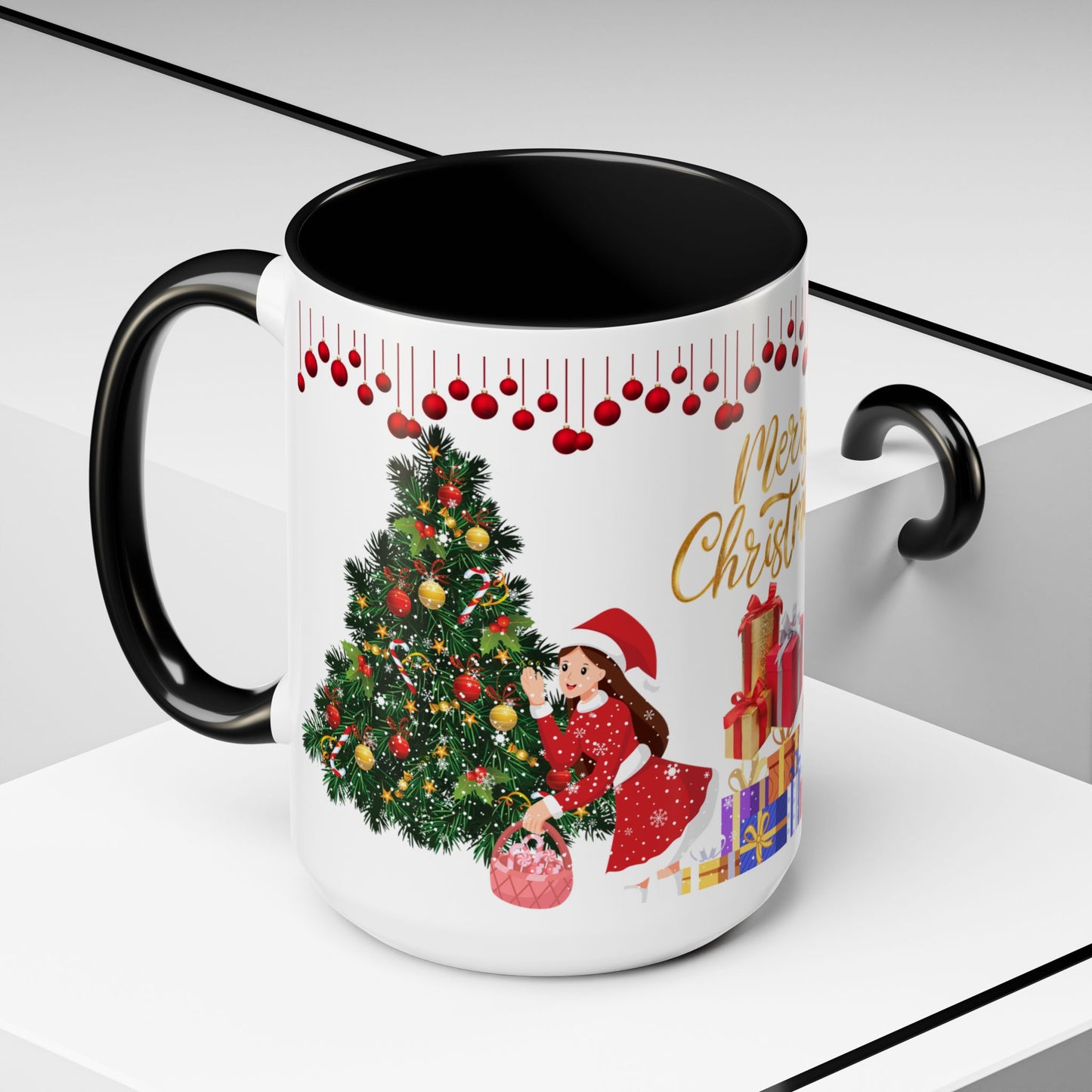 Merry Christmas - Accent Coffee Mug (11, 15oz)