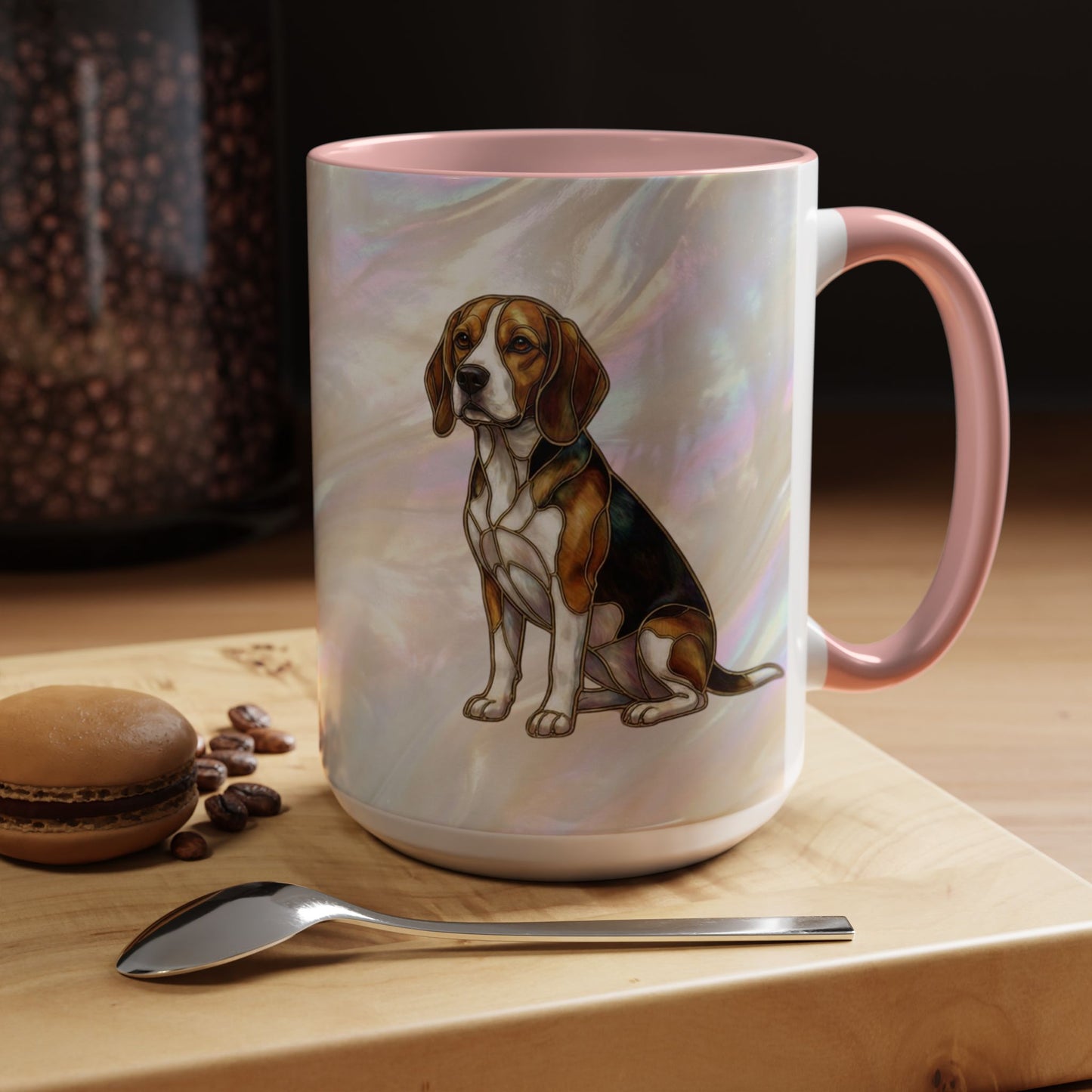 Beagle Accent Coffee Mug — Stained Glass Design (11/15oz) - 14615