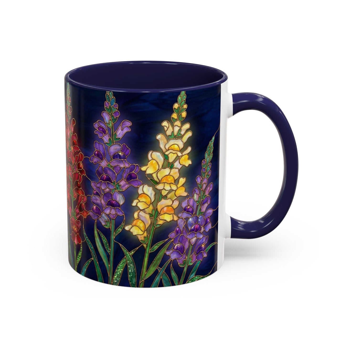 Snapdragon Floral Accent Coffee Mug — Stained Glass Design (11/15oz) - 14586