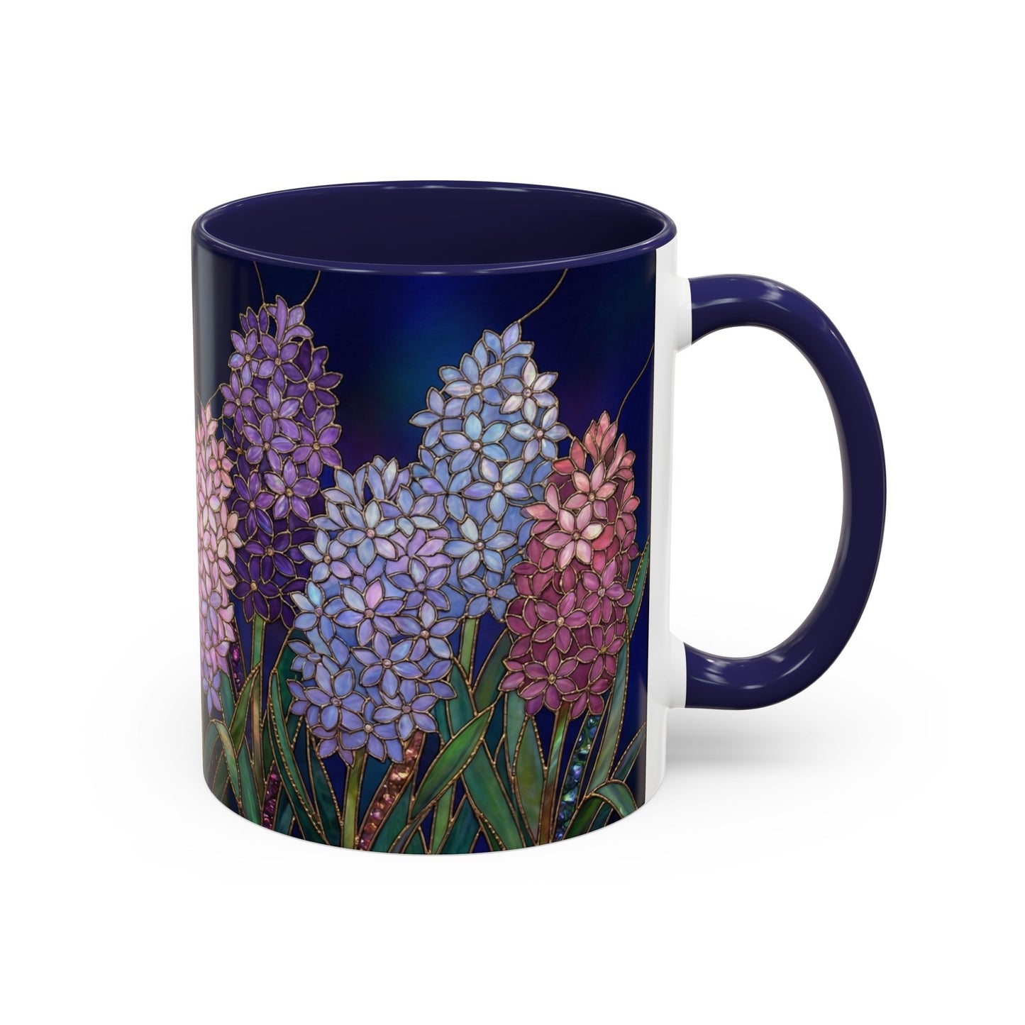 Hyacinth Floral Coffee Mug — Stained Glass Design (11/15 oz) - 14570