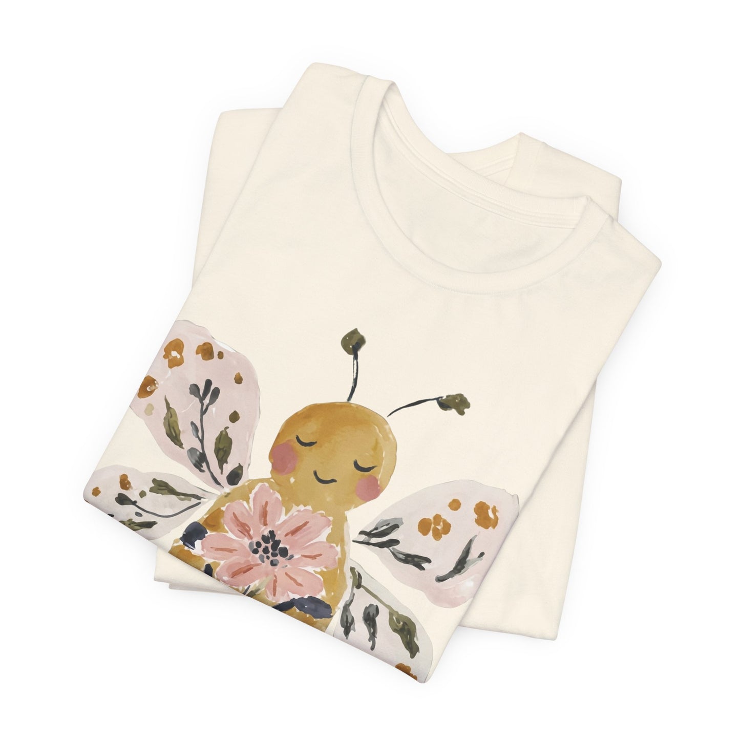 Busy Blooming Bee T-Shirt, Cute Watercolor Floral Bee Tee - 14960