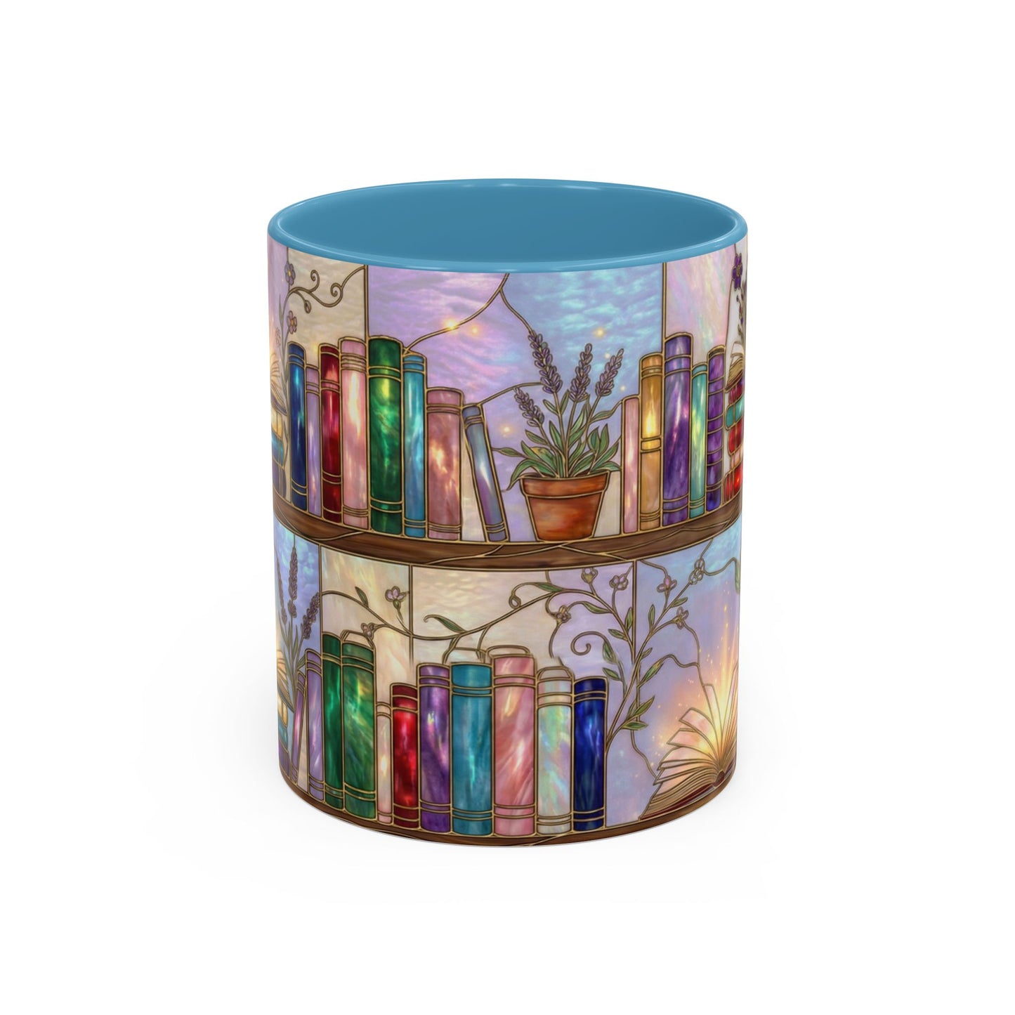 Magic Book Shelf Accent Coffee Mug — Stained Glass Design (11/15 oz) - 14529