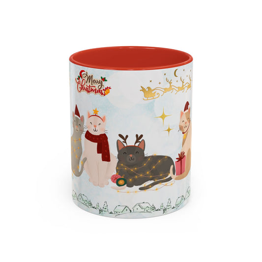 Merry Christmas, Cats - Accent Coffee Mug (11, 15oz)