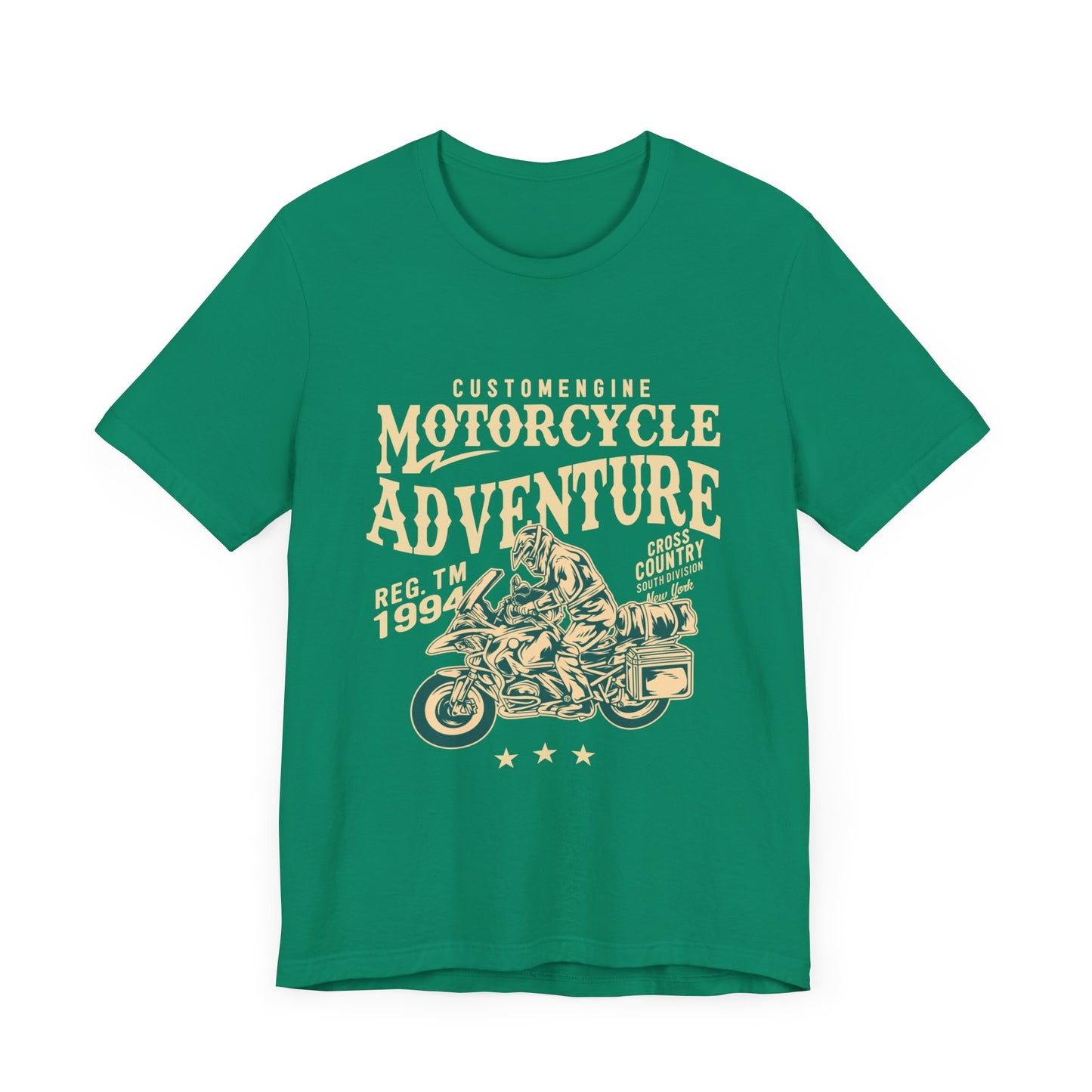 Custom Engine, Motorcycle Adventure - Unisex Jersey Short Sleeve Tee