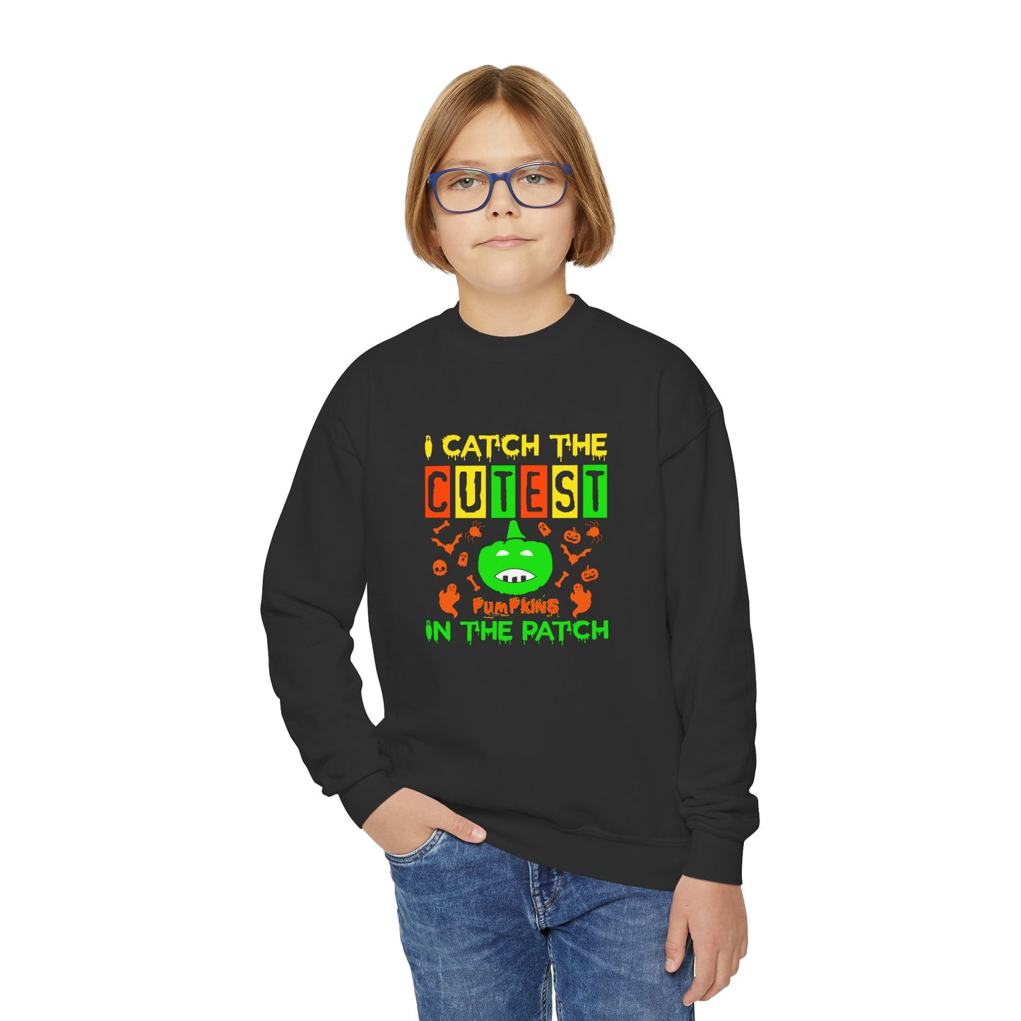 I Catch The Cutest Pumpkins In The Patch  - Youth Crewneck Sweatshirt