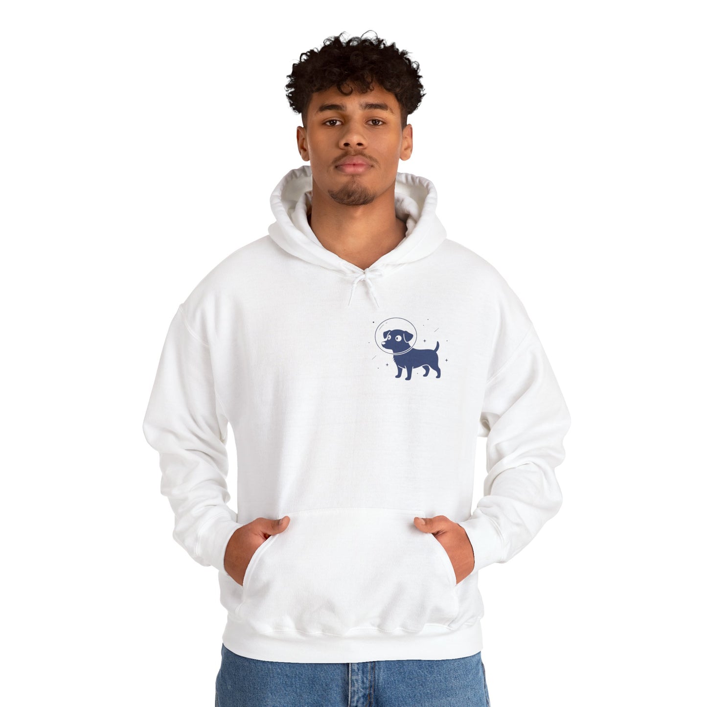 Dog in Space Hoodie – Space Puppy Graphic Hooded Sweatshirt, Unisex Heavy Blend™ - 14679