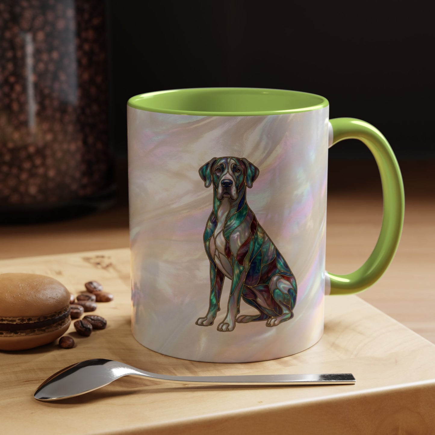 Personalized Great Dane Dog Mug — Stained Glass Design (11/15 oz) - 14550