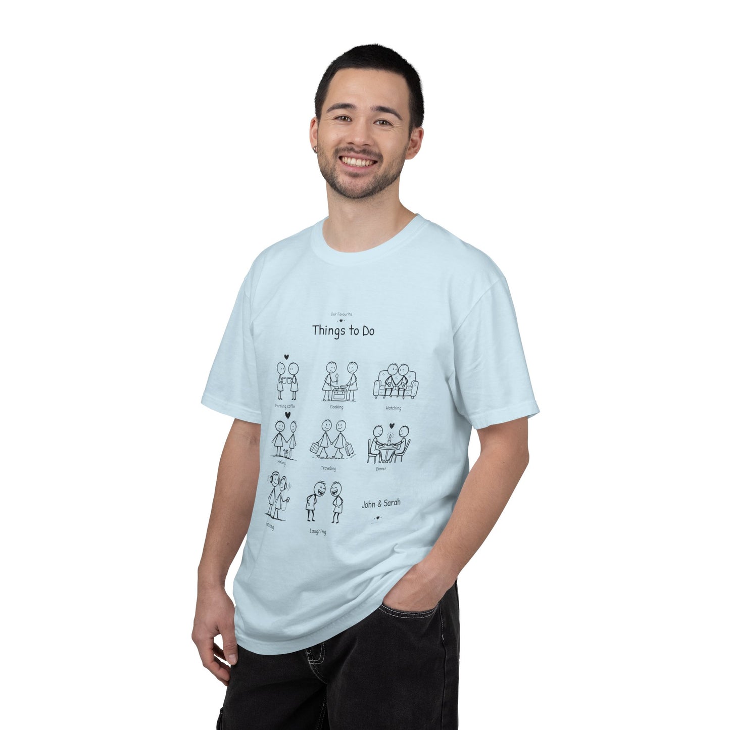 Our Favourite Things to Do Together – Personalised Valentine’s Illustration T-Shirt Gift - 14723