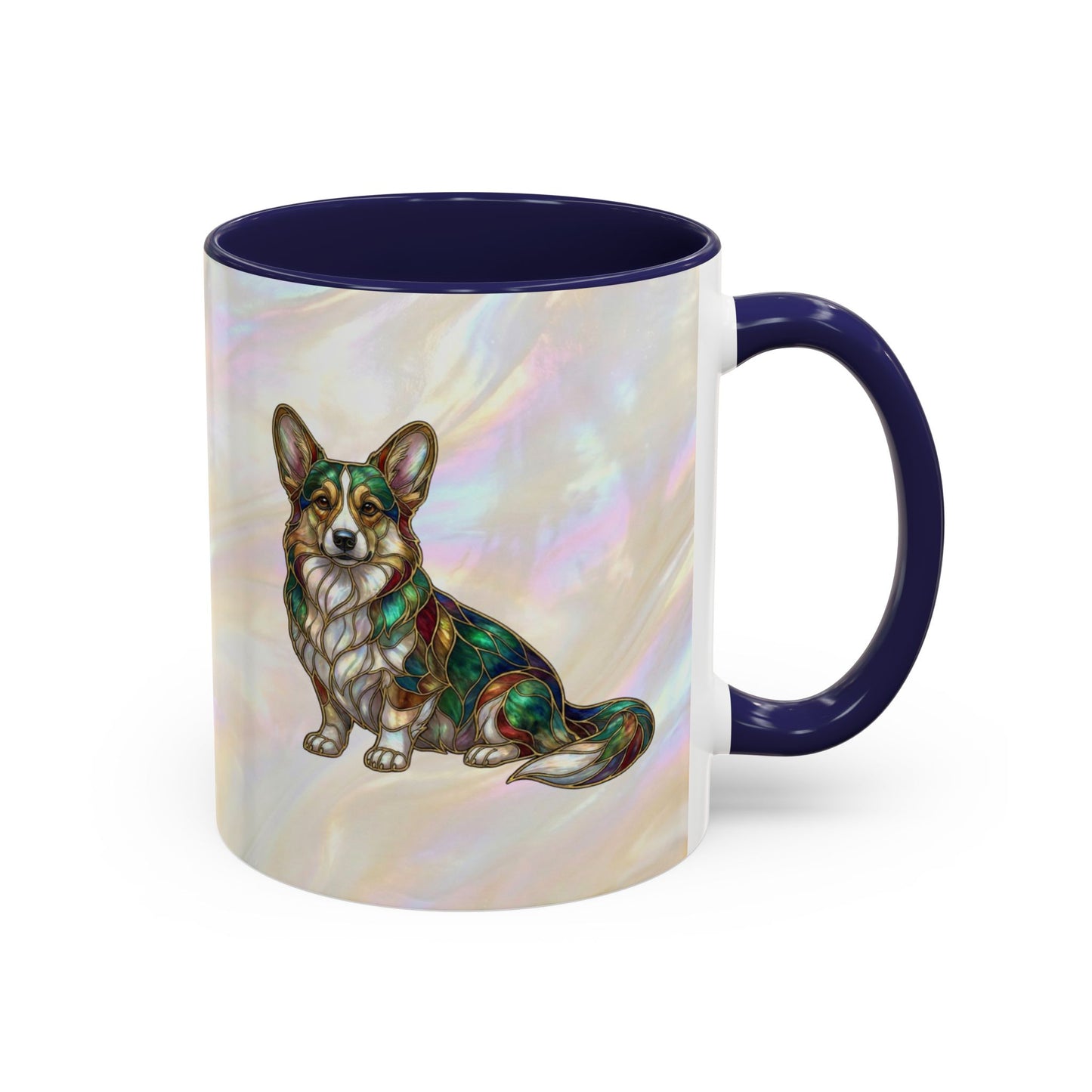 Corgi Accent Coffee Mug -Stained Glass Style (11/15oz) - 14627