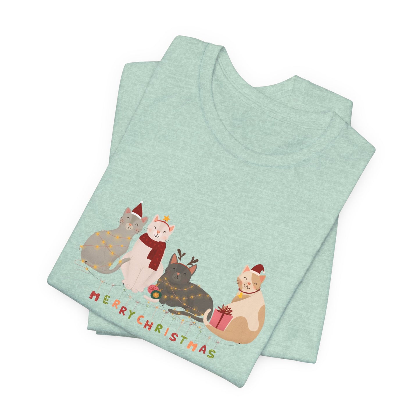 Cats, Merry Christmas - Unisex Jersey Short Sleeve Tee - 10283