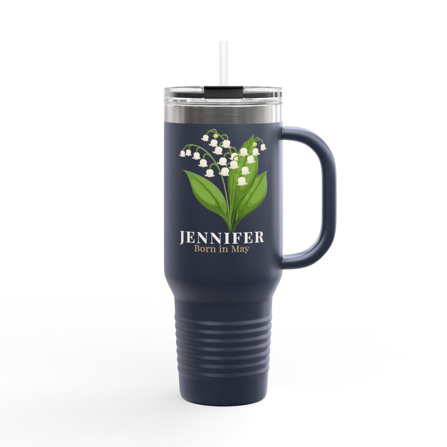 Personalized Lily of the Valley 40oz Tumbler | Custom Name Insulated Travel Mug - 14897