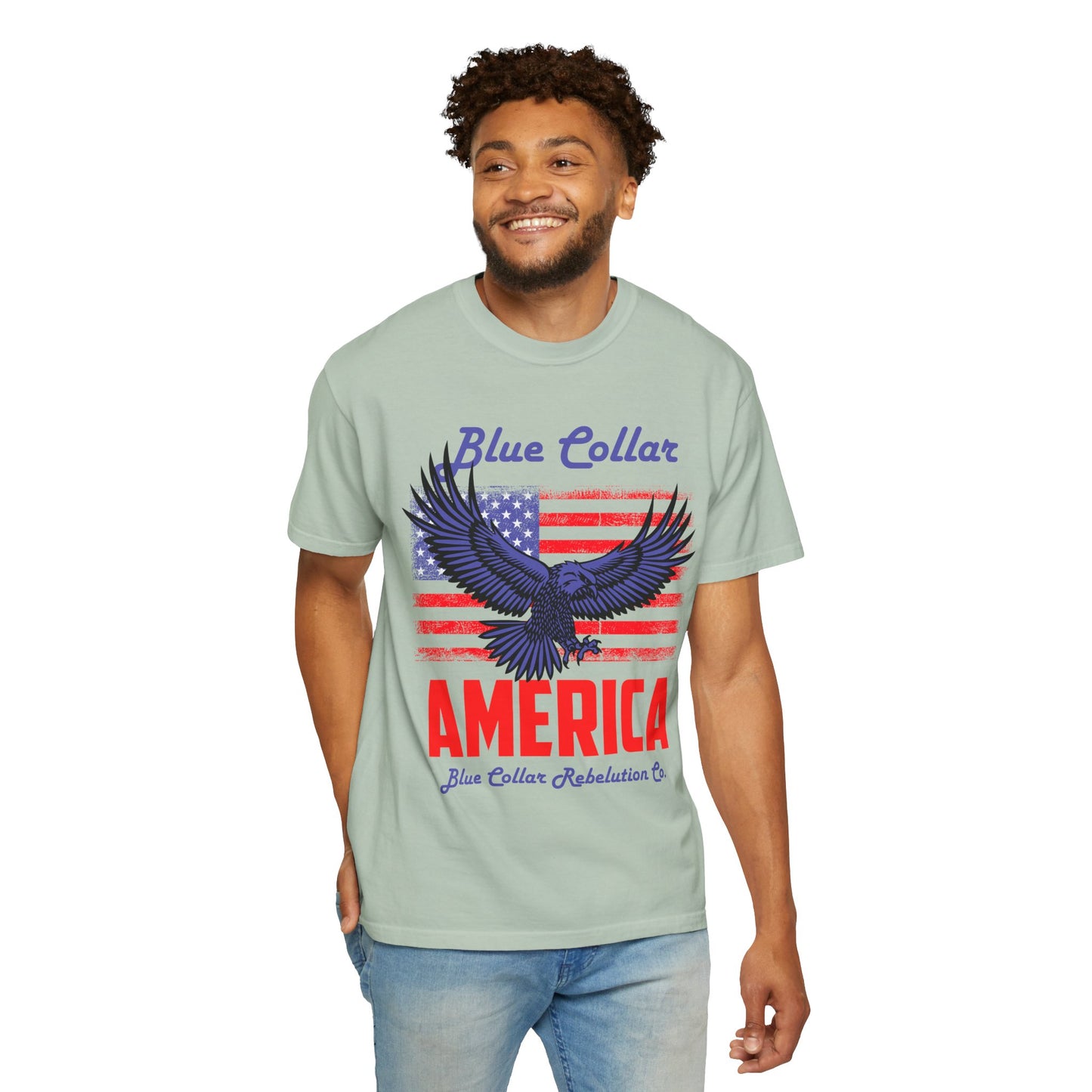 Unisex American Eagle Graphic Tee - Perfect for Patriotic Events, Casual Wear, 4th of July Gatherings, Gifts for Blue Collar Workers - 13695