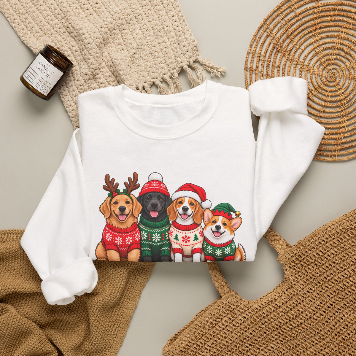Pawsome Christmas Sweatshirt,  Cute Festive Dogs Crewneck - 14558