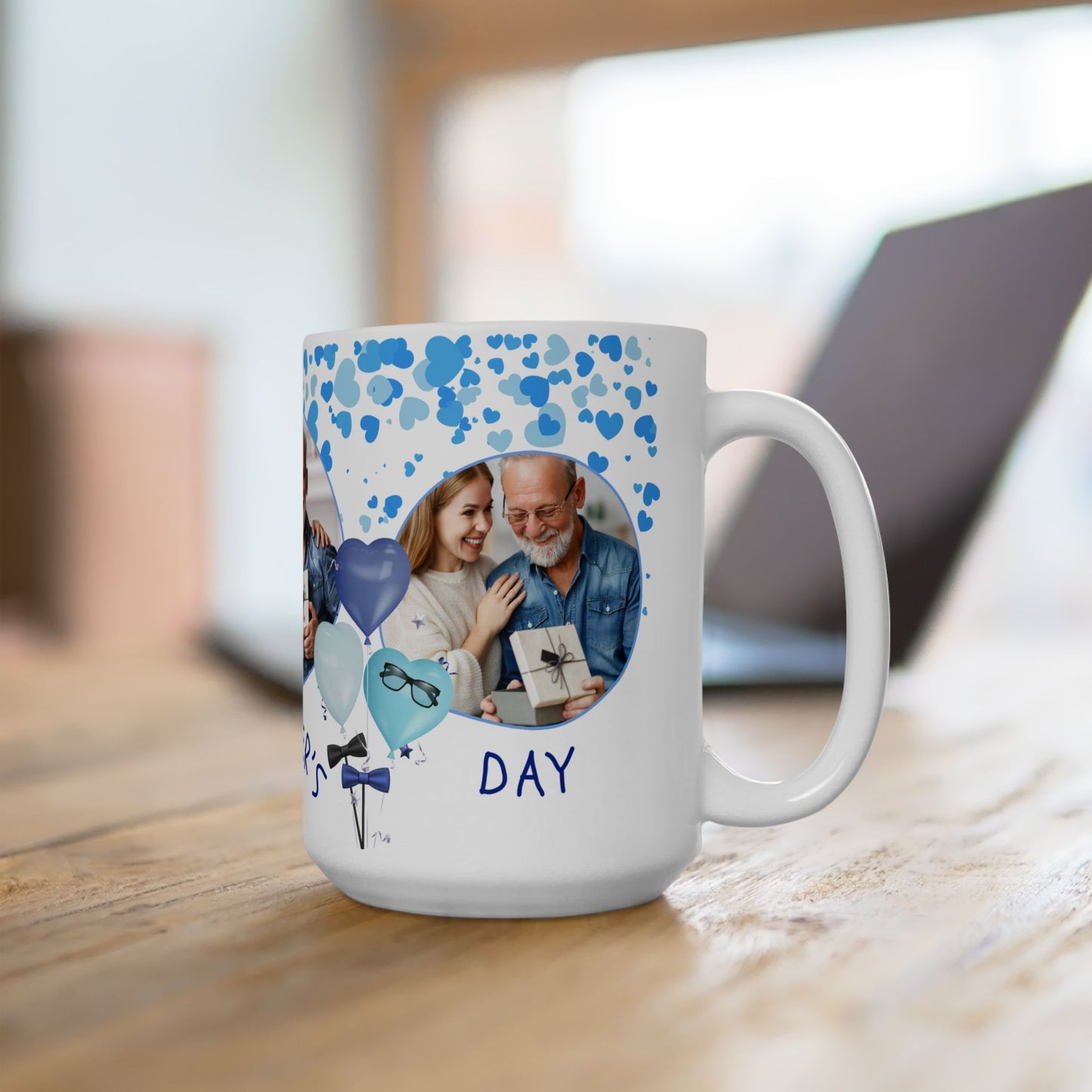 Personalized Father's Day Ceramic Mug, Custom Photo Mug, Gift for Dad, 11oz 15oz, Heartfelt Coffee Cup, Family Memory Keepsake - 14002