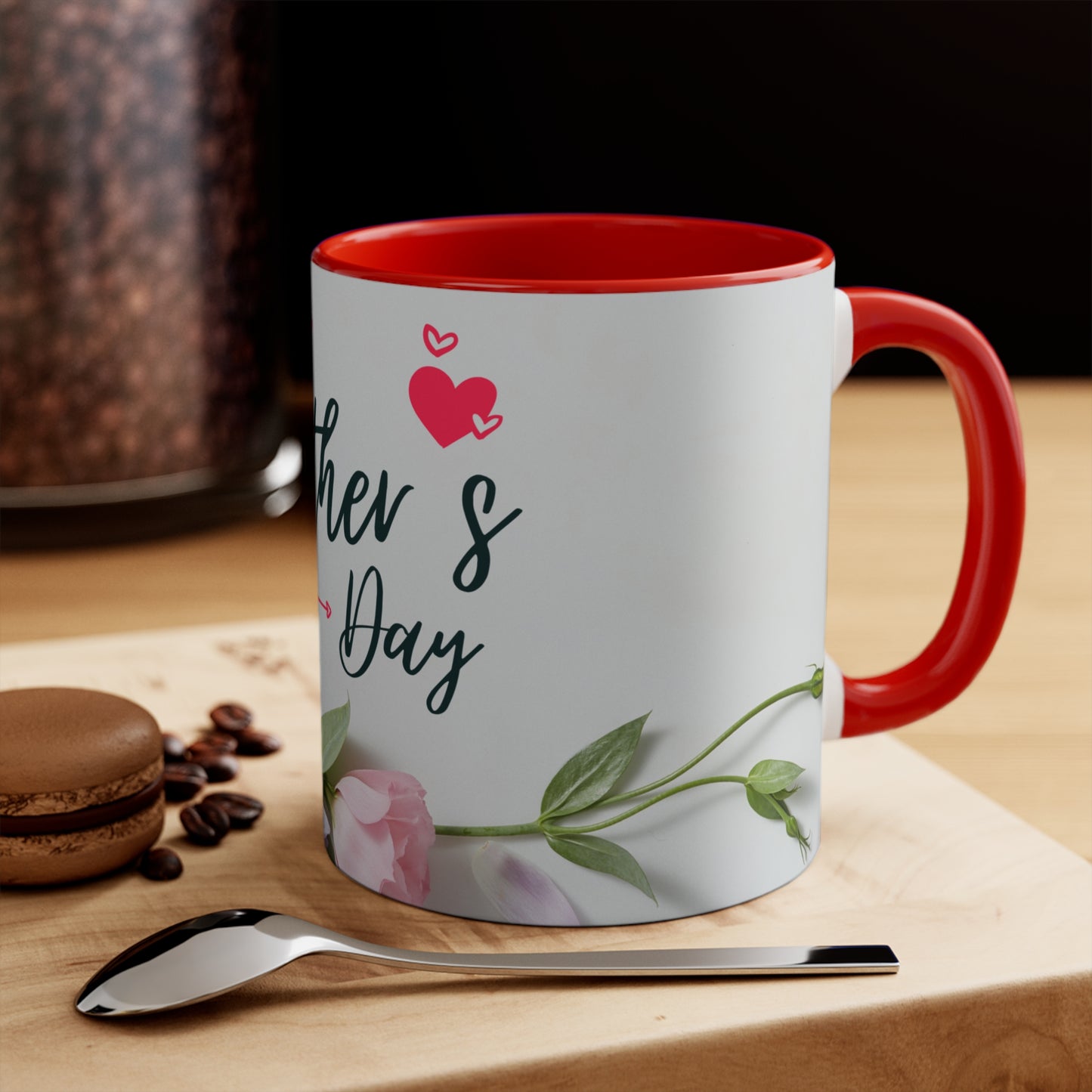 Mother’s Day Floral Mug – Happy Mother’s Day Pink Accent Coffee Cup Gift for Mom (11oz) - 14886