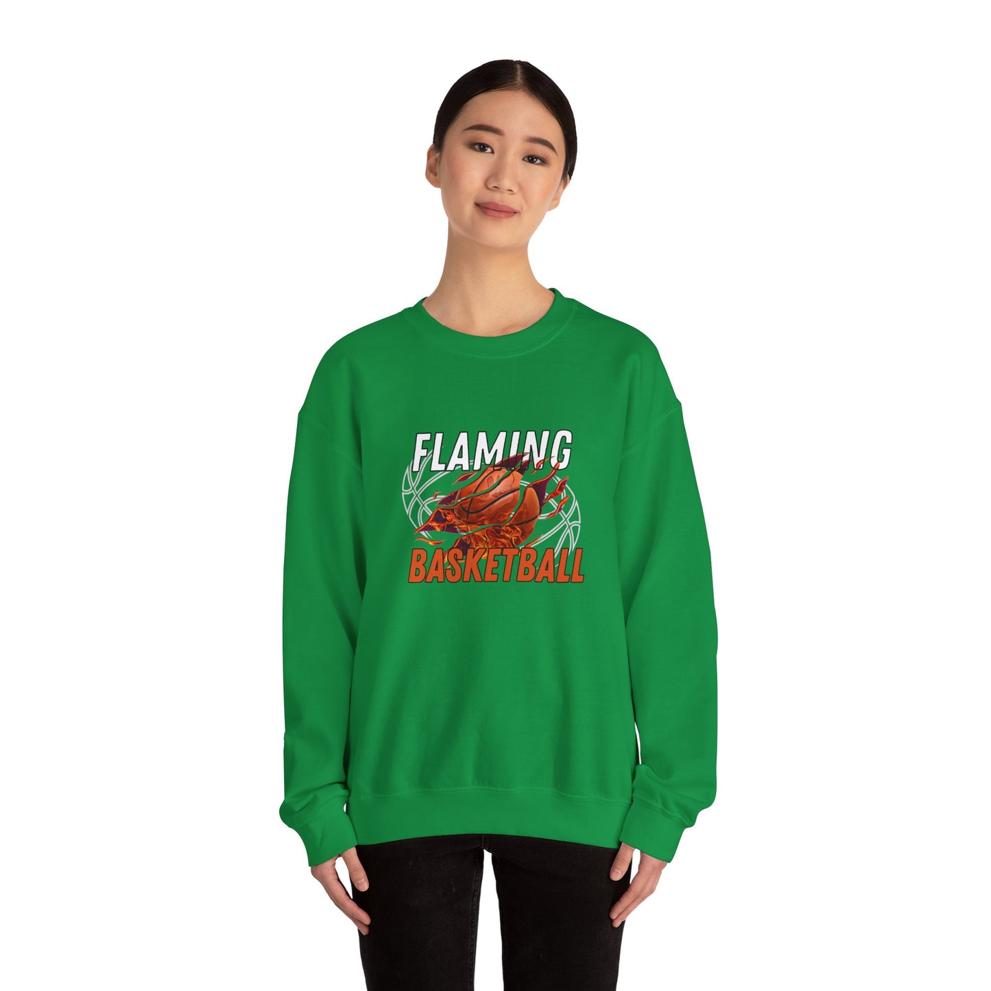 Flaming Basketball - Unisex Heavy Blend™ Crewneck Sweatshirt - 10671