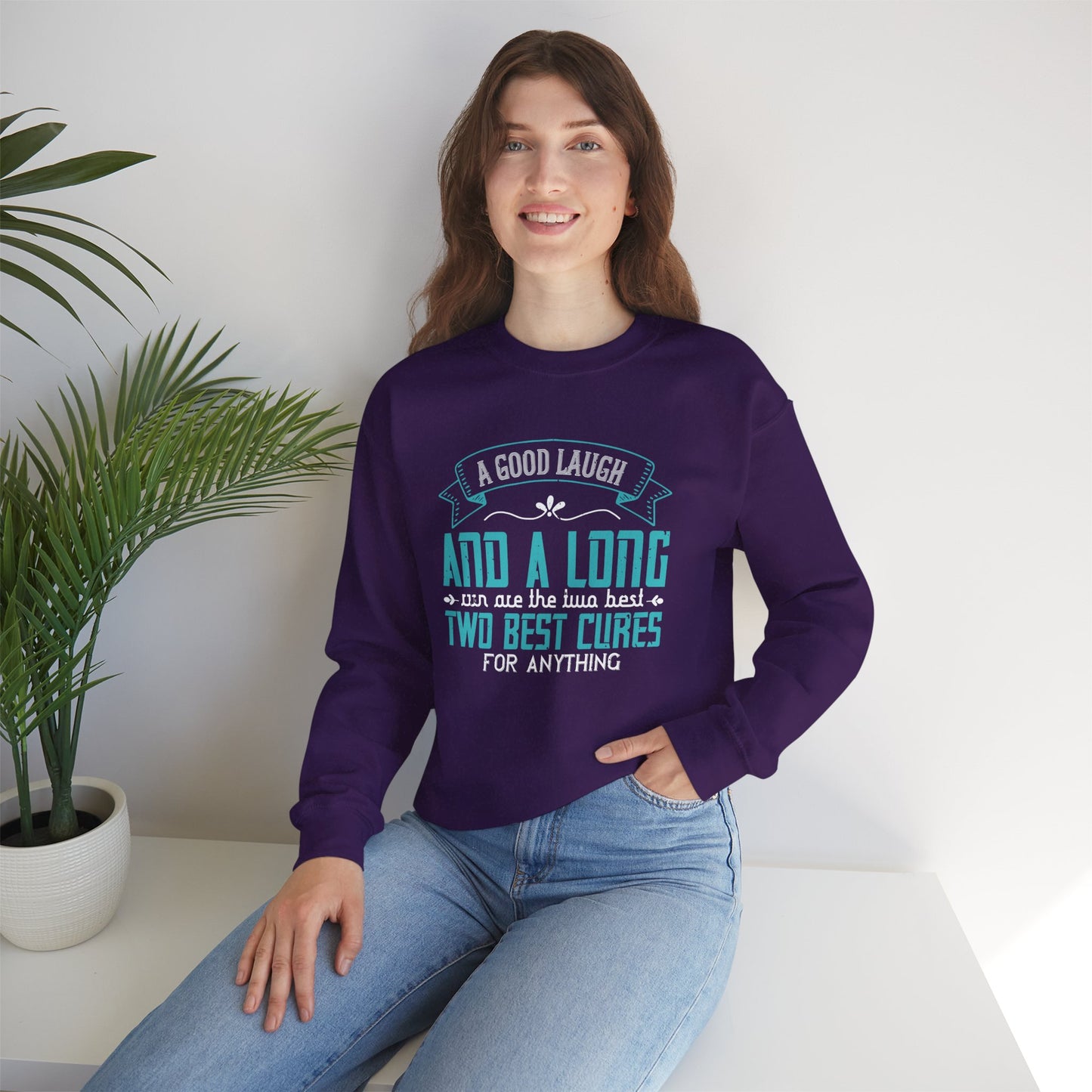 A Good Laugh & A Long Run Are The Best Two Cures For Anything - Unisex Heavy Blend™ Crewneck Sweatshirt