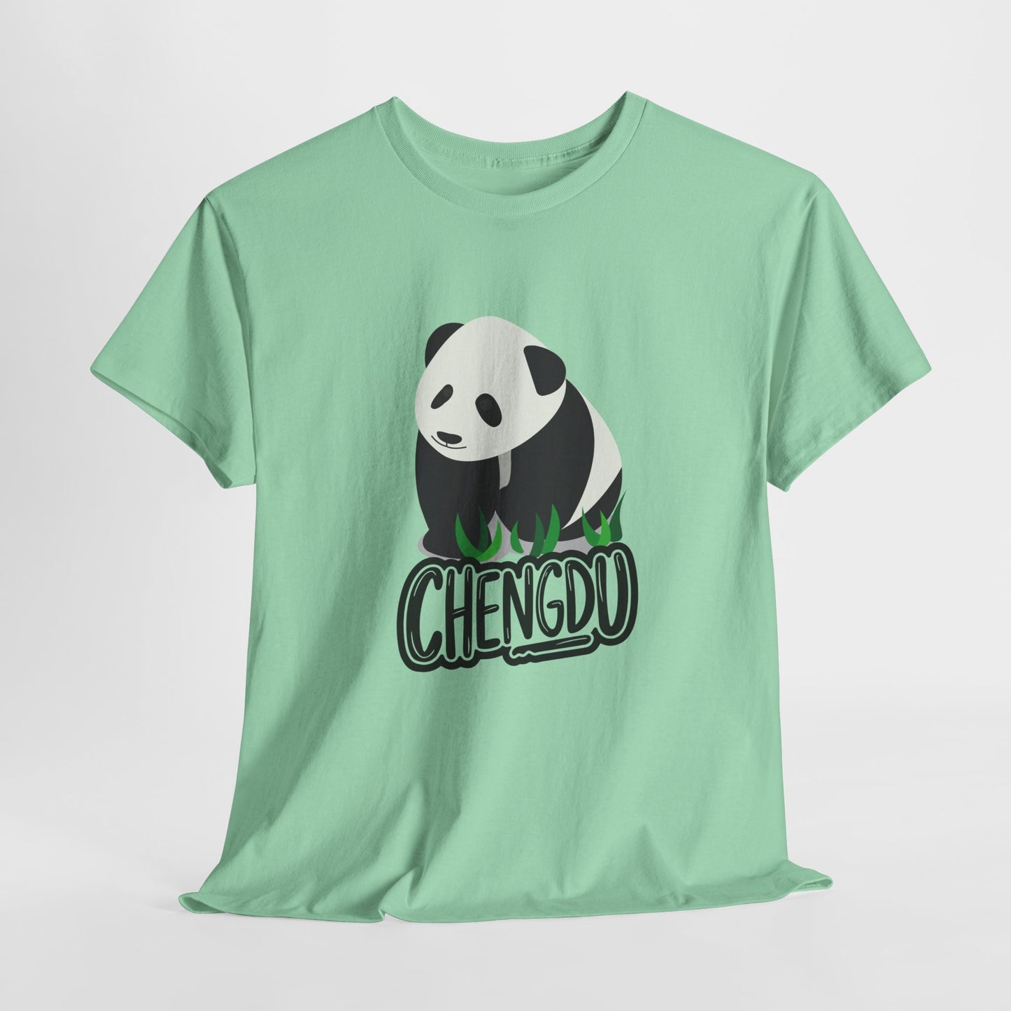 Chengdu Panda Unisex Heavy Cotton Tee - Cozy and Fun Graphic Tee for Animal Lovers - 12206