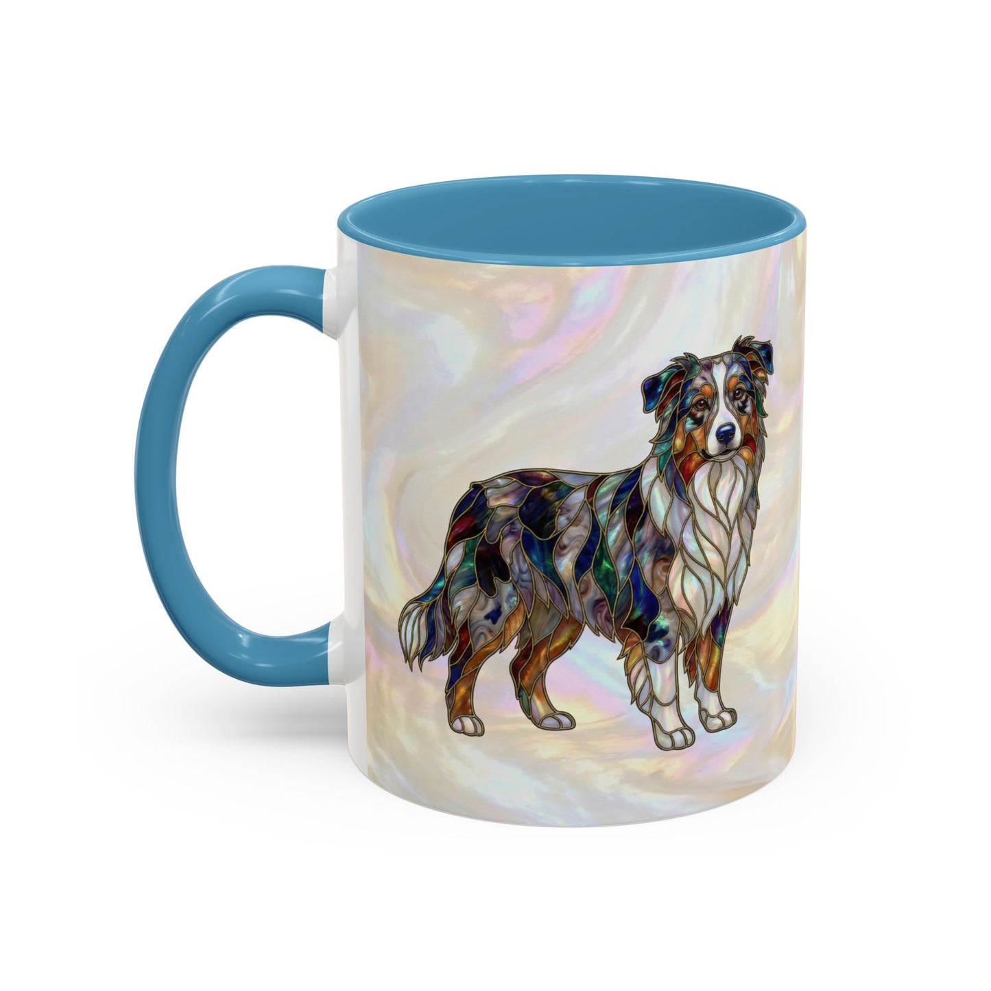 Australian Shepherd Accent Coffee Mug — Stained Glass Design (11/15oz) -14614