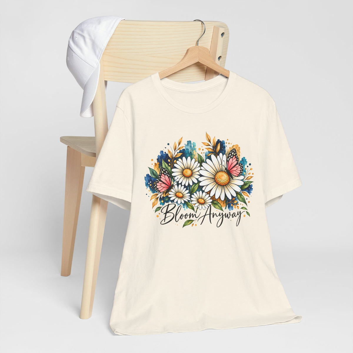 Daisy & Butterfly T-Shirt, “Bloom Anyway” Floral Graphic Tee - 14975