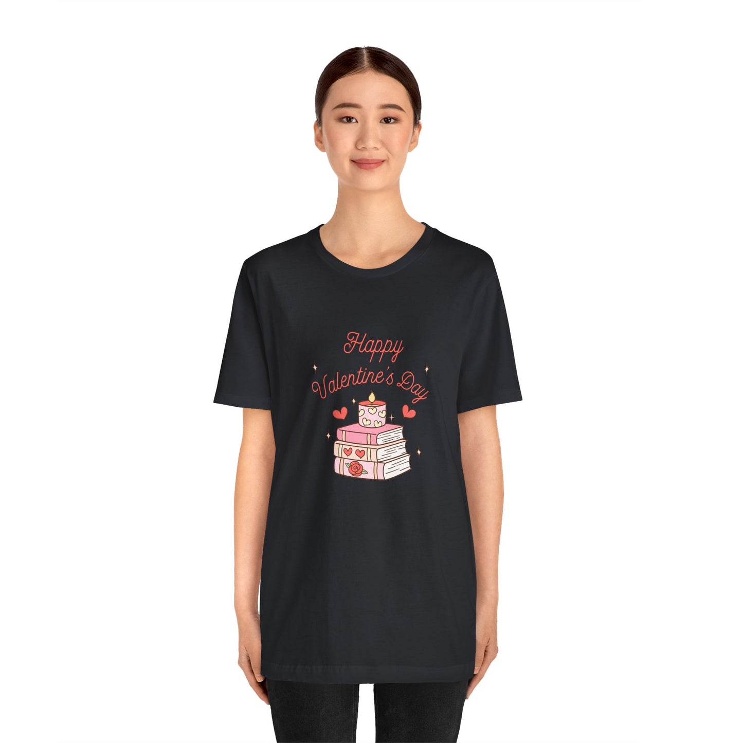 Books, Happy Valentine's Day - Unisex Jersey Short Sleeve Tee - 11572