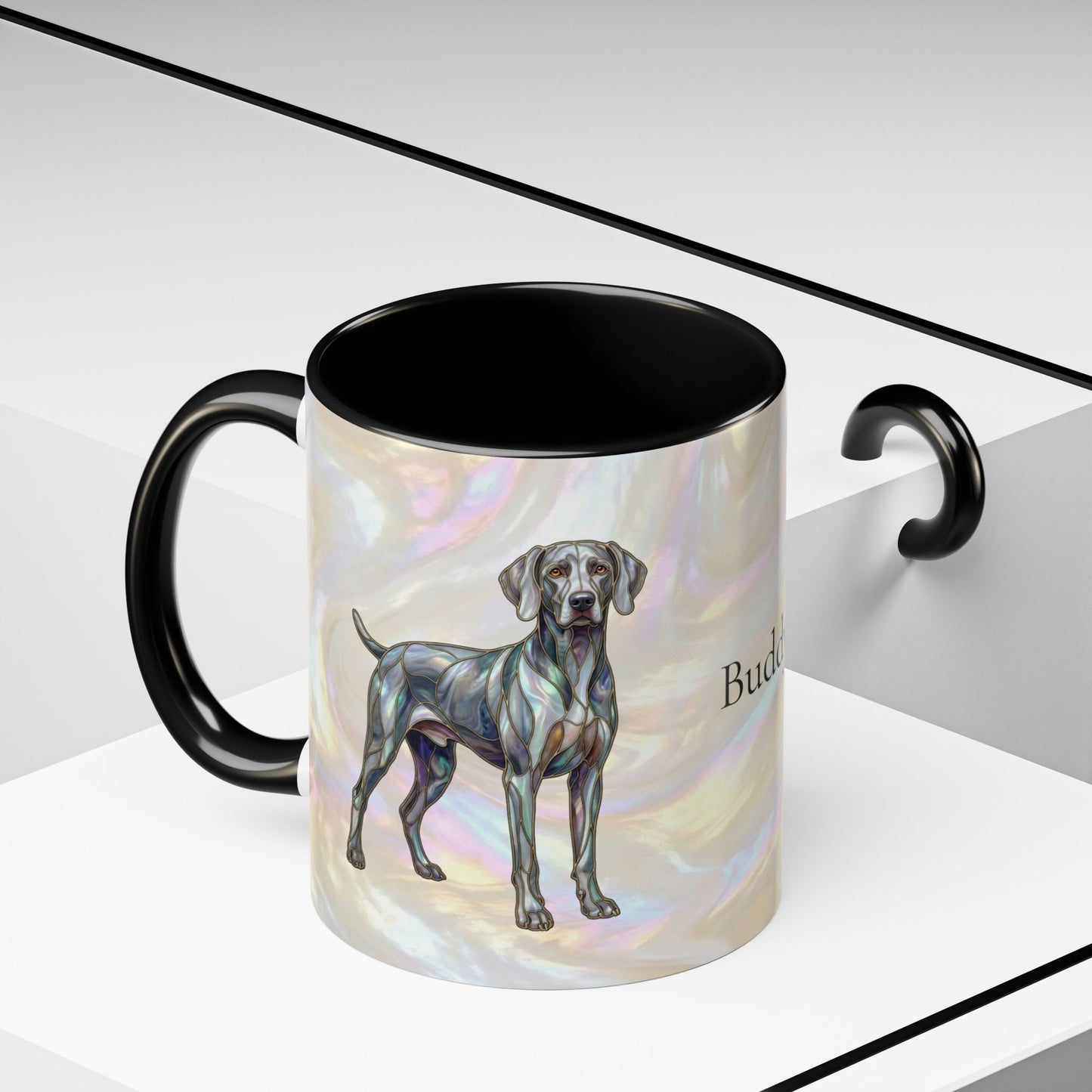 Weimaraner Accent Coffee Mug – Stained Glass Design 11/15oz - 14649