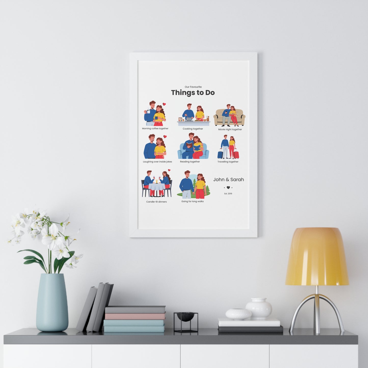 Framed Poster – “Our Favourite Things to Do” Personalized Couple Print | Valentine’s Gift - 14710
