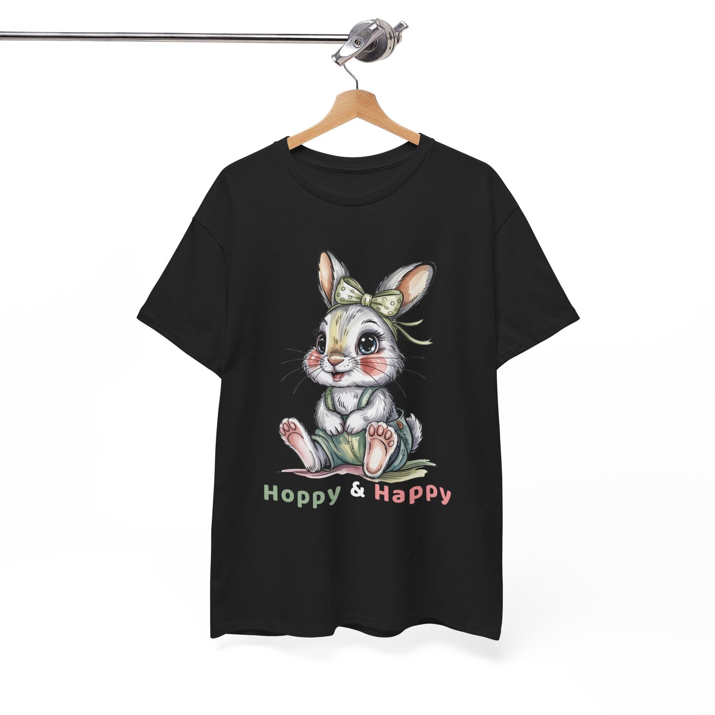 Cute Bunny T-Shirt – “Hoppy & Happy” Easter Rabbit Tee Gift for Kids & Adults - 14848