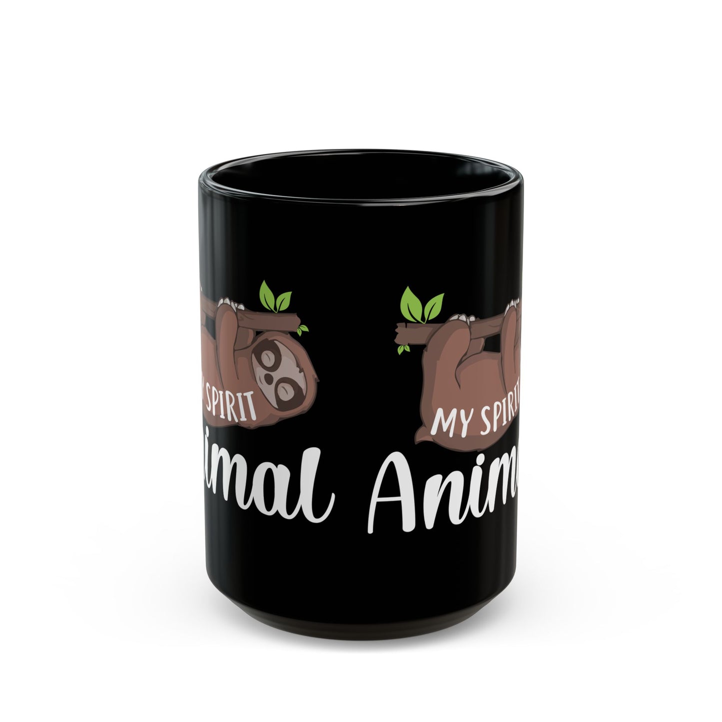 Yoga: Sloth Spirit Animal Mug, Black Ceramic Coffee Cup, Gift for Sloth Lovers - 13212