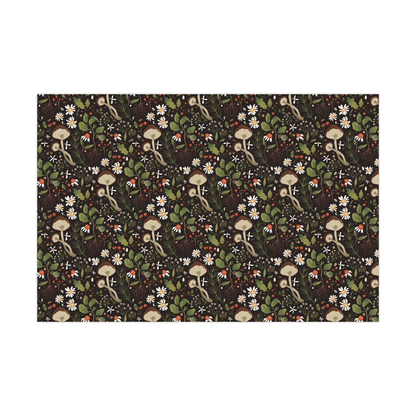 Dark Brown, Mushroom Pattern - Gift Wrap Papers - 10365