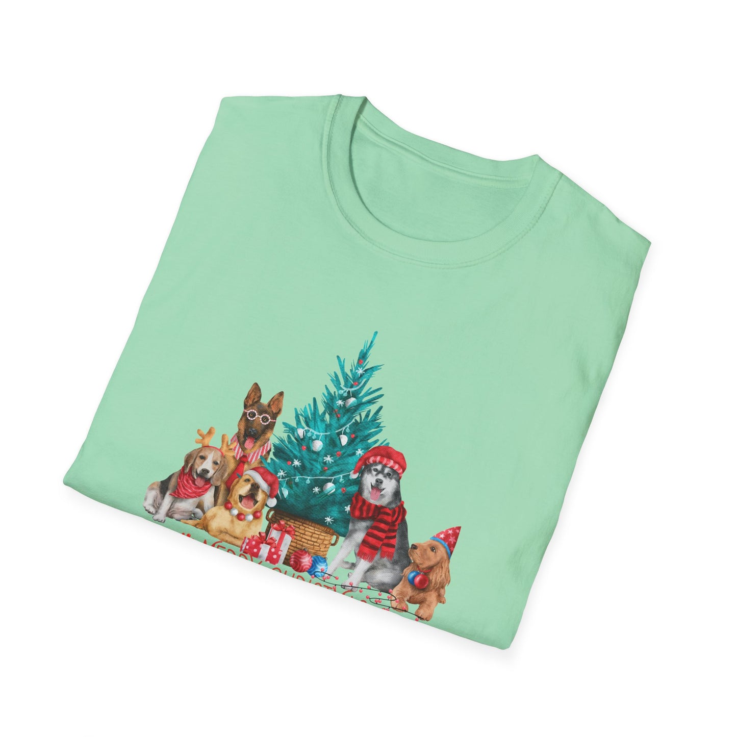 Dogs, Merry Christmas - Unisex Softstyle T-Shirt - 10281