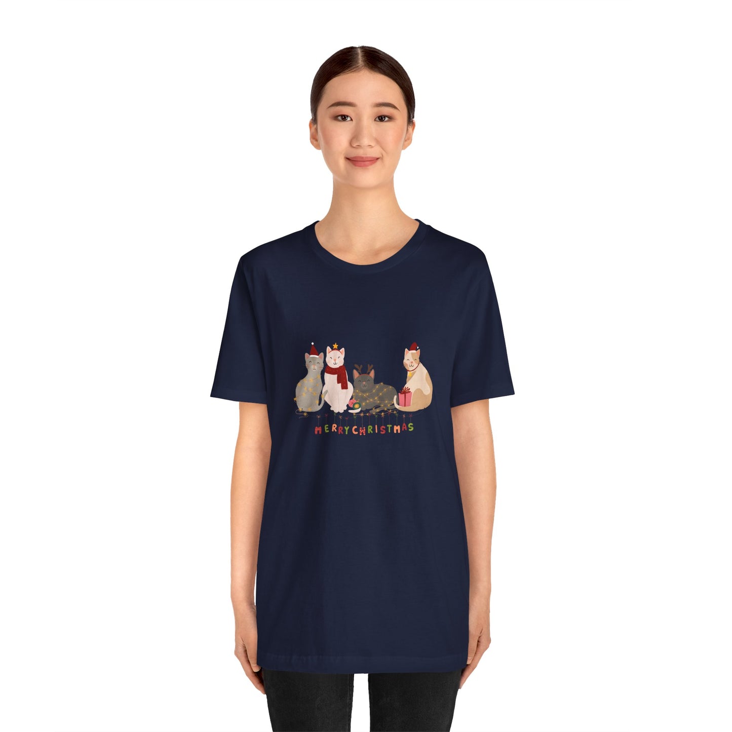 Cats, Merry Christmas - Unisex Jersey Short Sleeve Tee - 10283