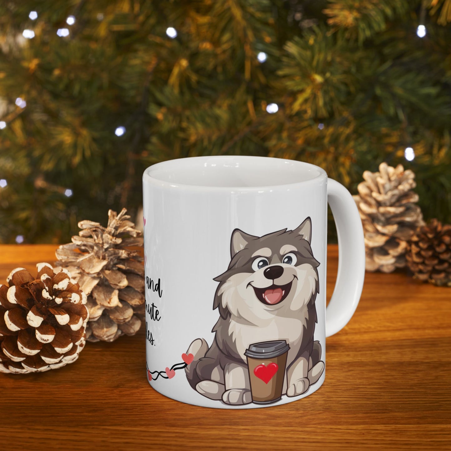 Coffee and Malamute Cuddles - Ceramic Mug, (11oz, 15oz) - 10649