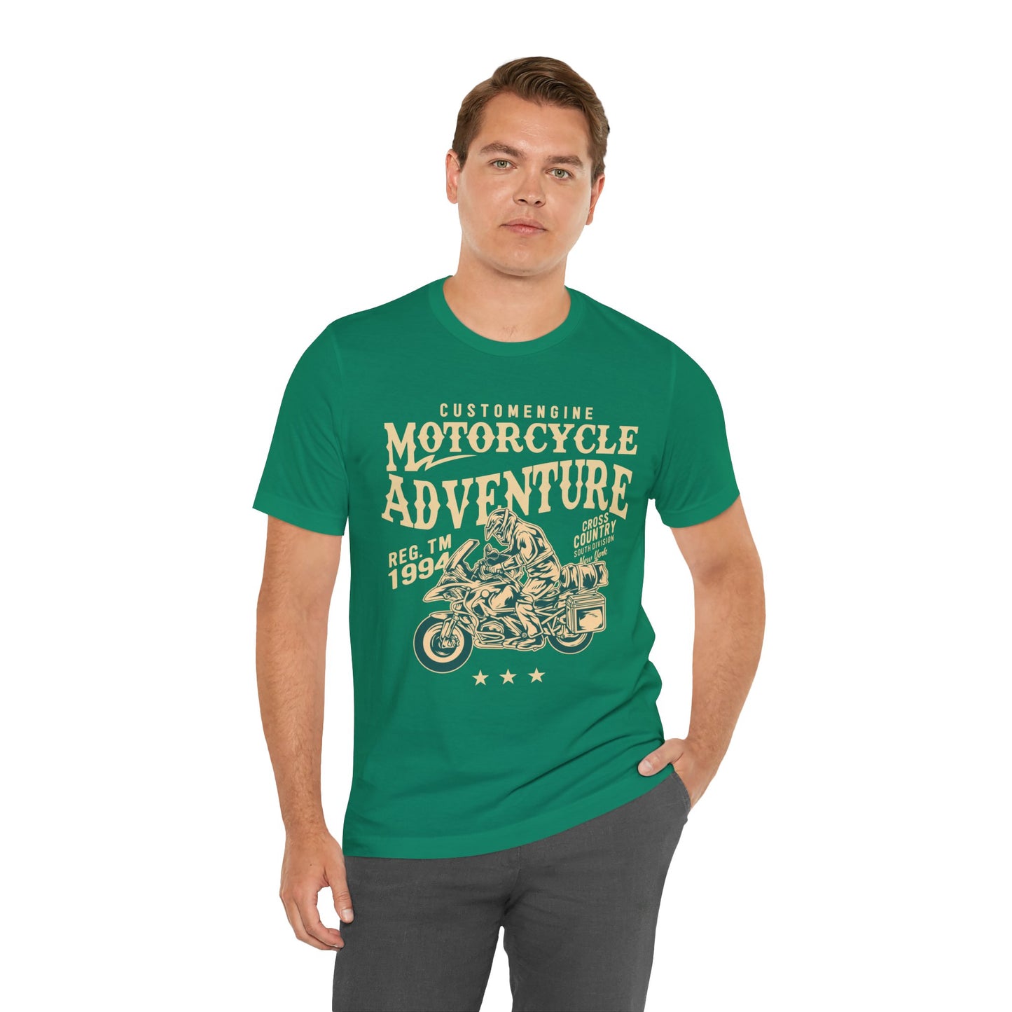 Custom Engine, Motorcycle Adventure - Unisex Jersey Short Sleeve Tee - 13146