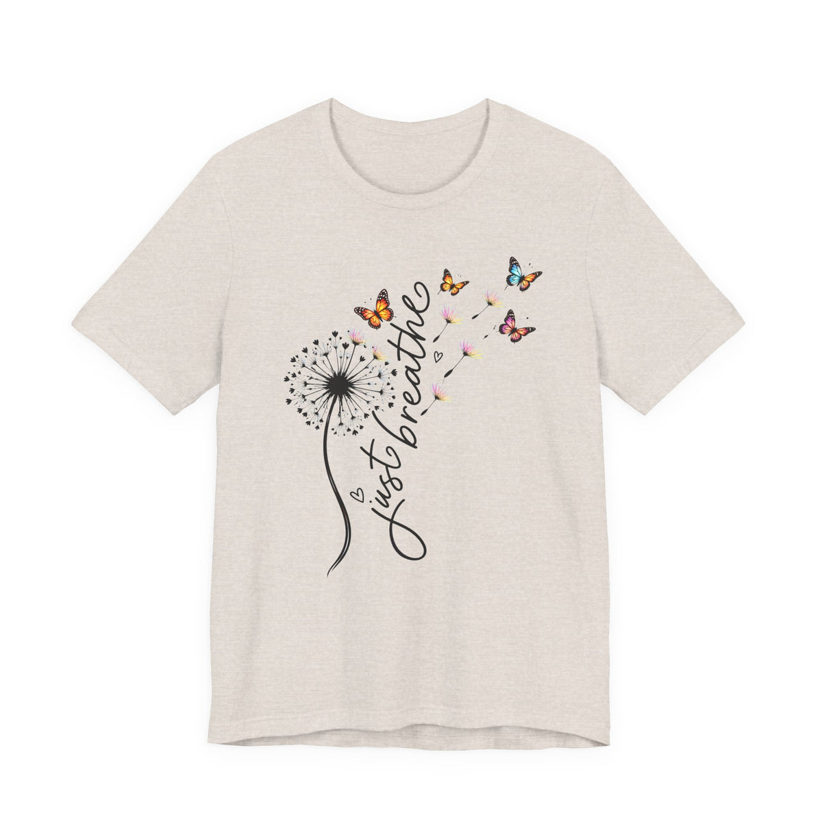 Just Breathe Dandelion T-Shirt,  Butterfly Inspirational Tee - 14519