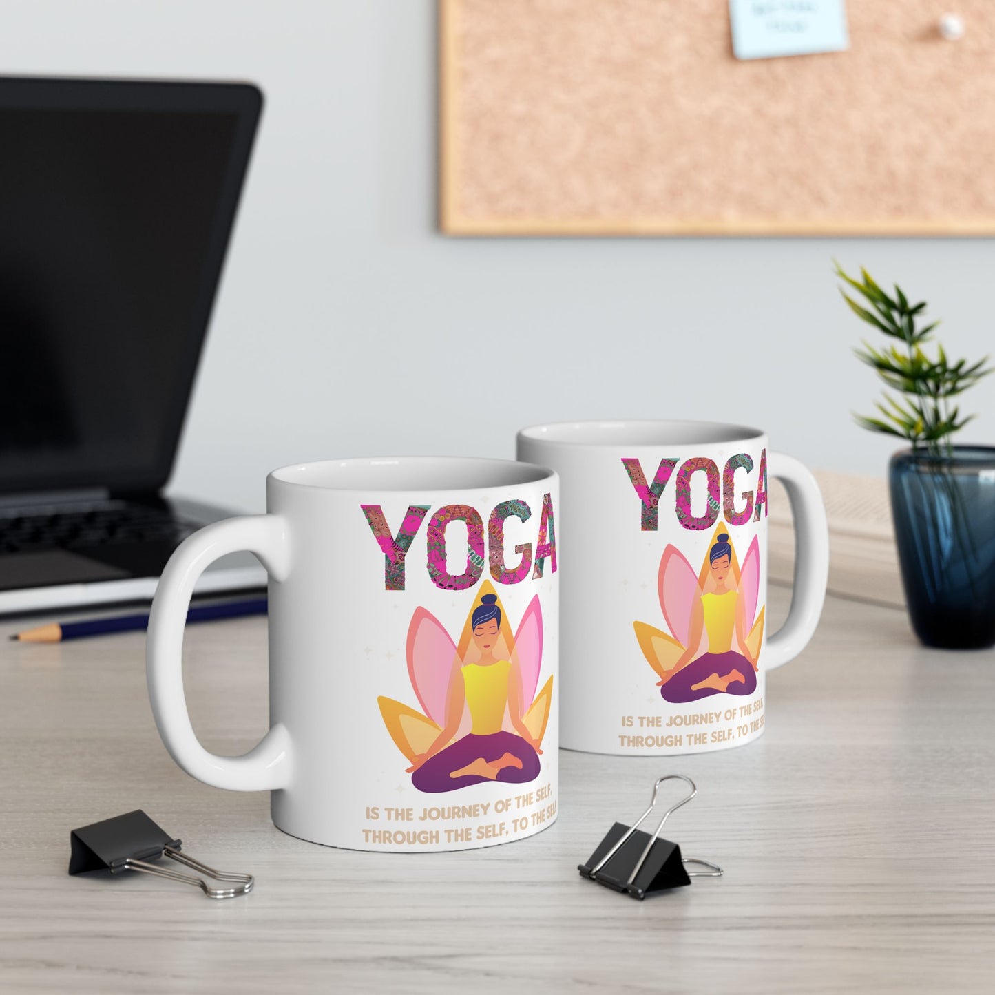 "Yoga Is The Journey Of The Self Through The Self To The Self" Ceramic Mug, 11/15oz - 13213