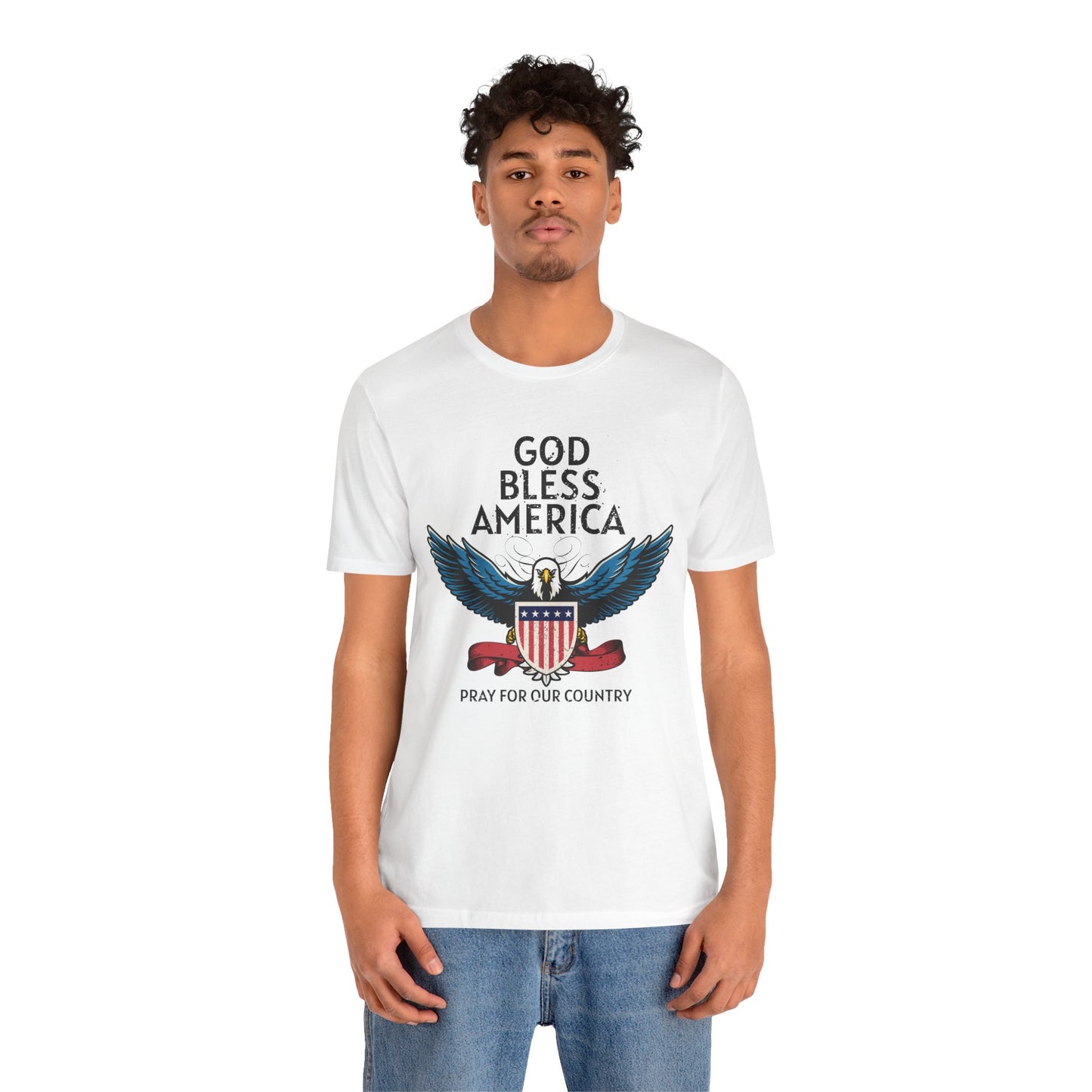 God Bless America Unisex Tee | Patriotic Shirt, American Eagle Design, Casual Wear, Independence Day, Gifts for Veterans - 13786