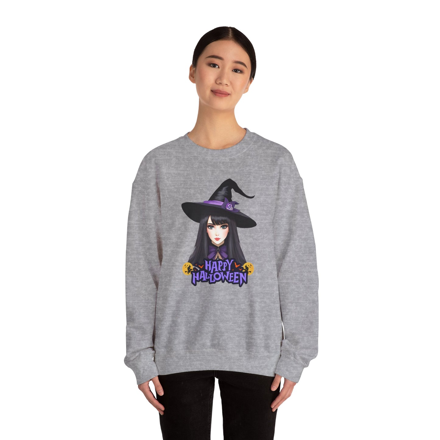 Happy Halloween, Witch - Unisex Heavy Blend™ Crewneck Sweatshirt