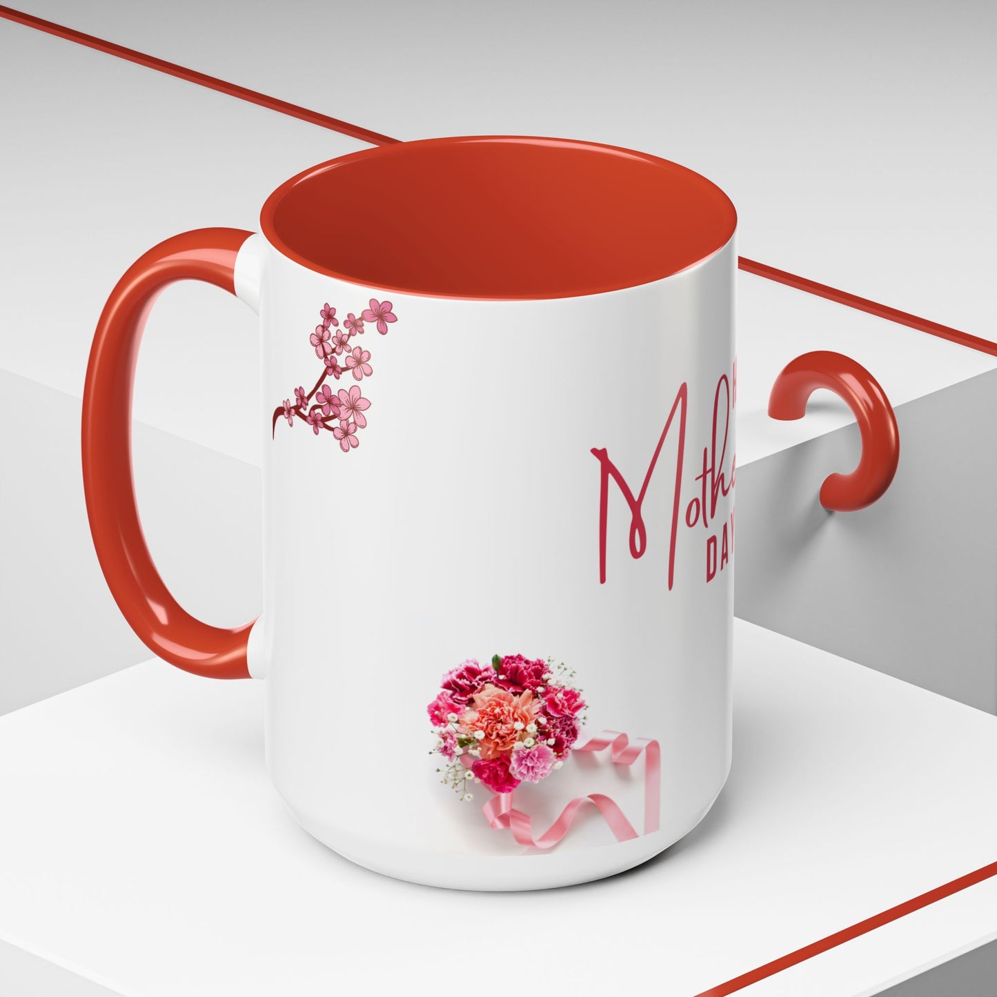 Happy Mother's Day Accent Coffee Mug - Floral Design for Moms - 11868