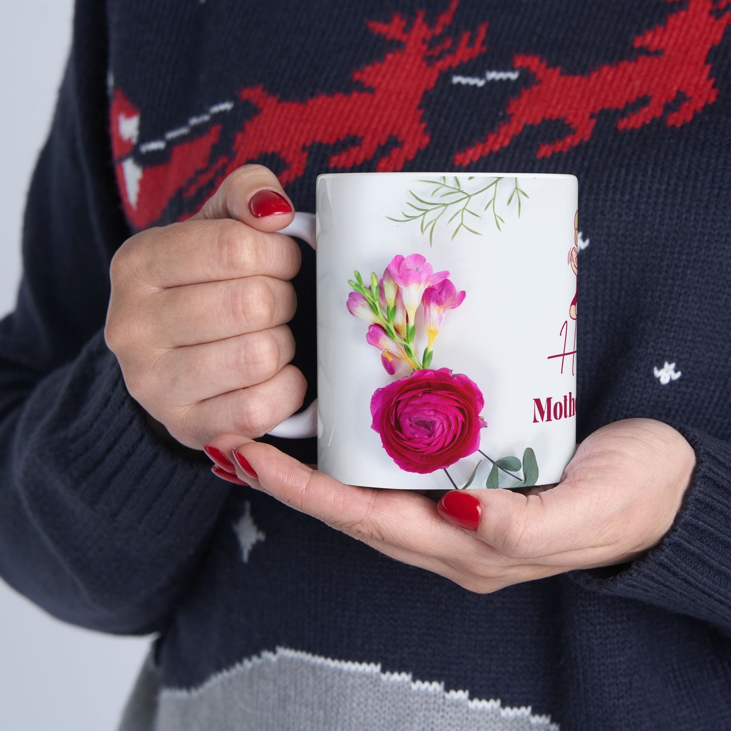 Happy Mother's Day Floral Ceramic Mug - Perfect Gift for Moms - 12278