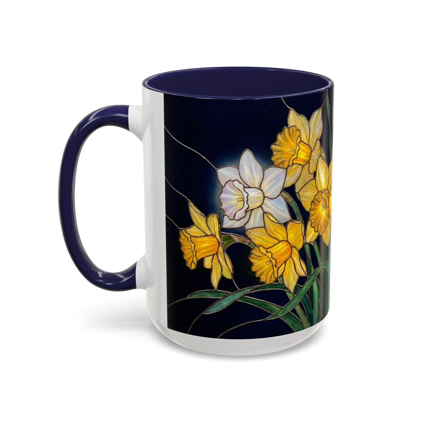 Daffodil Garden Accent Coffee Mug — Stained Glass Design (11/15oz) - 14542