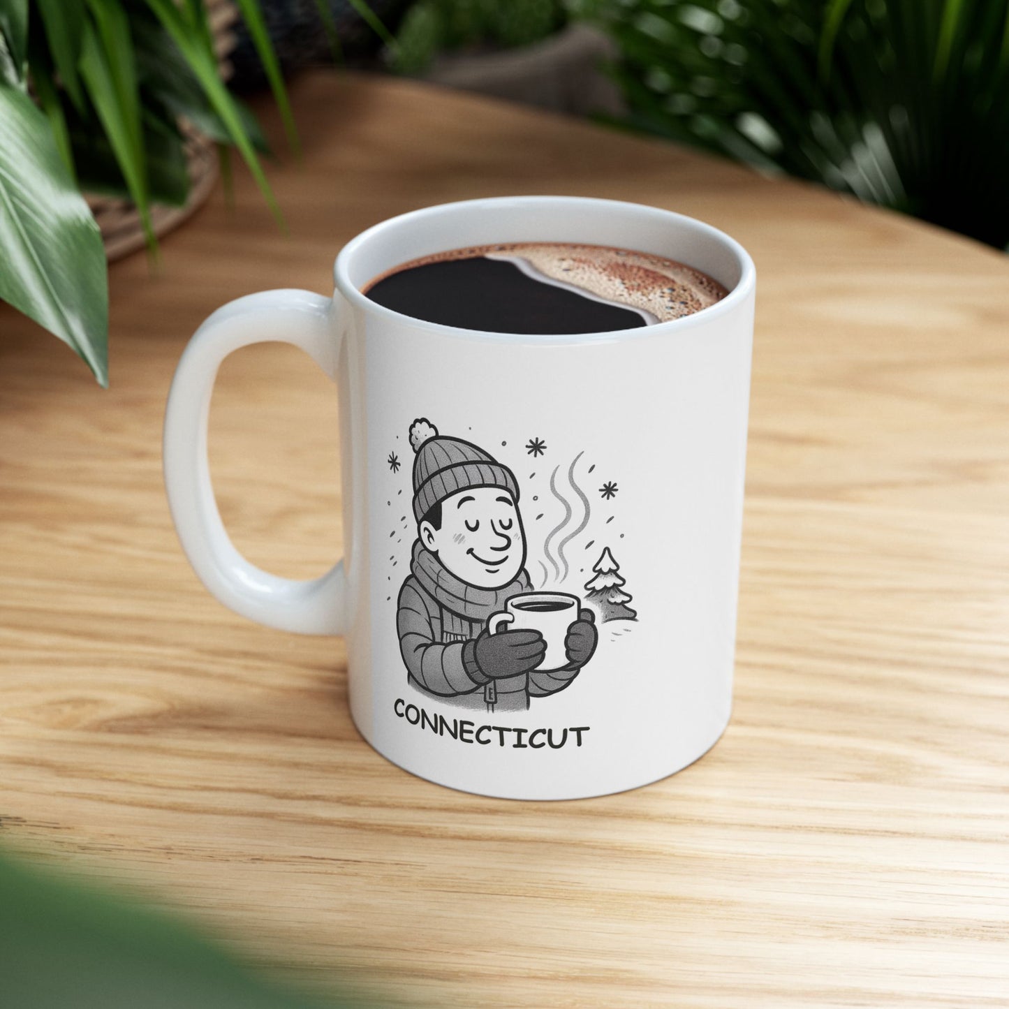 "In Connecticut, we don’t mind the cold as long as there’s a warm cup of coffee to go with it." Ceramic Mug - 13874