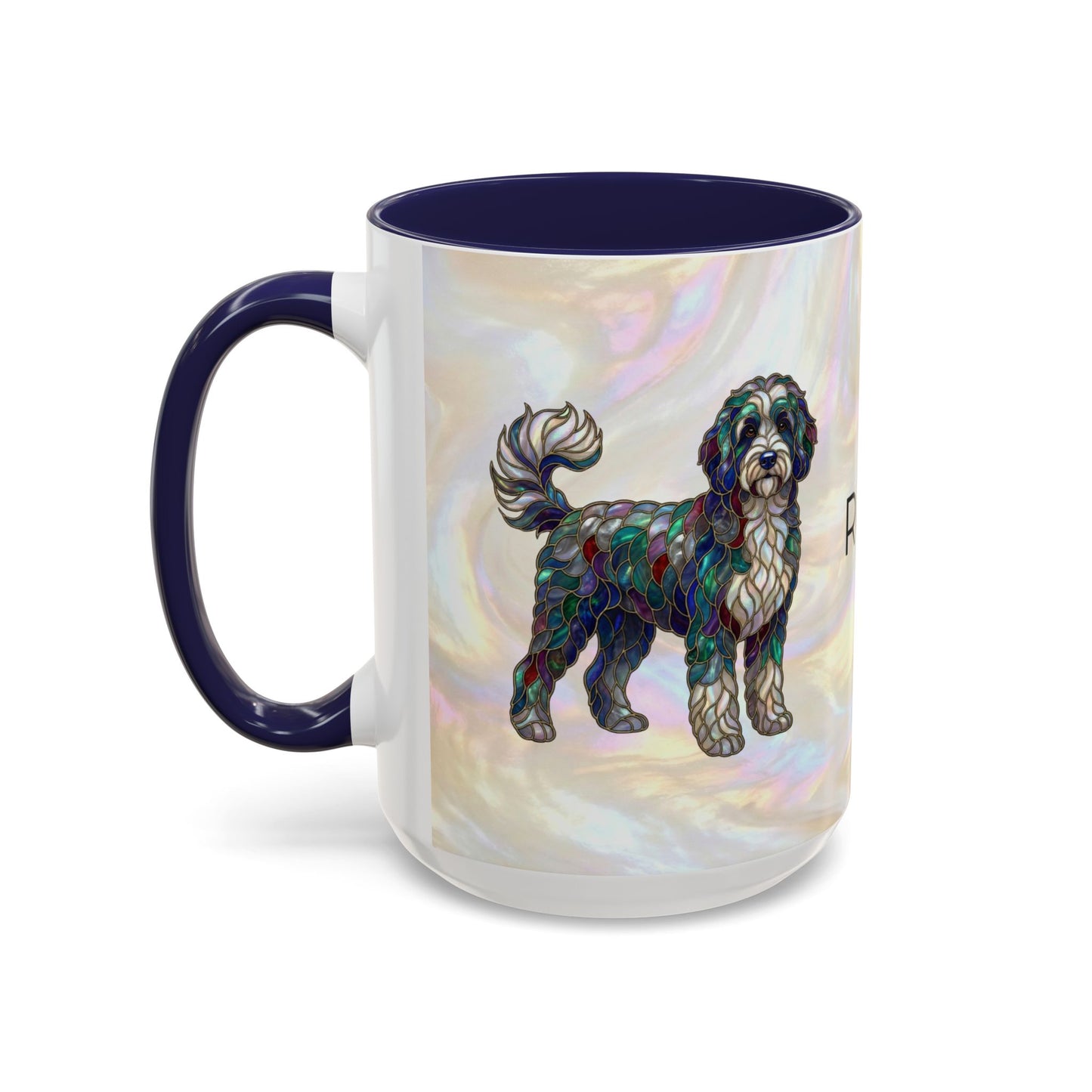 Portuguese Water Dog Accent Coffee Mug — Stained Glass Design (11/15oz) - 14655
