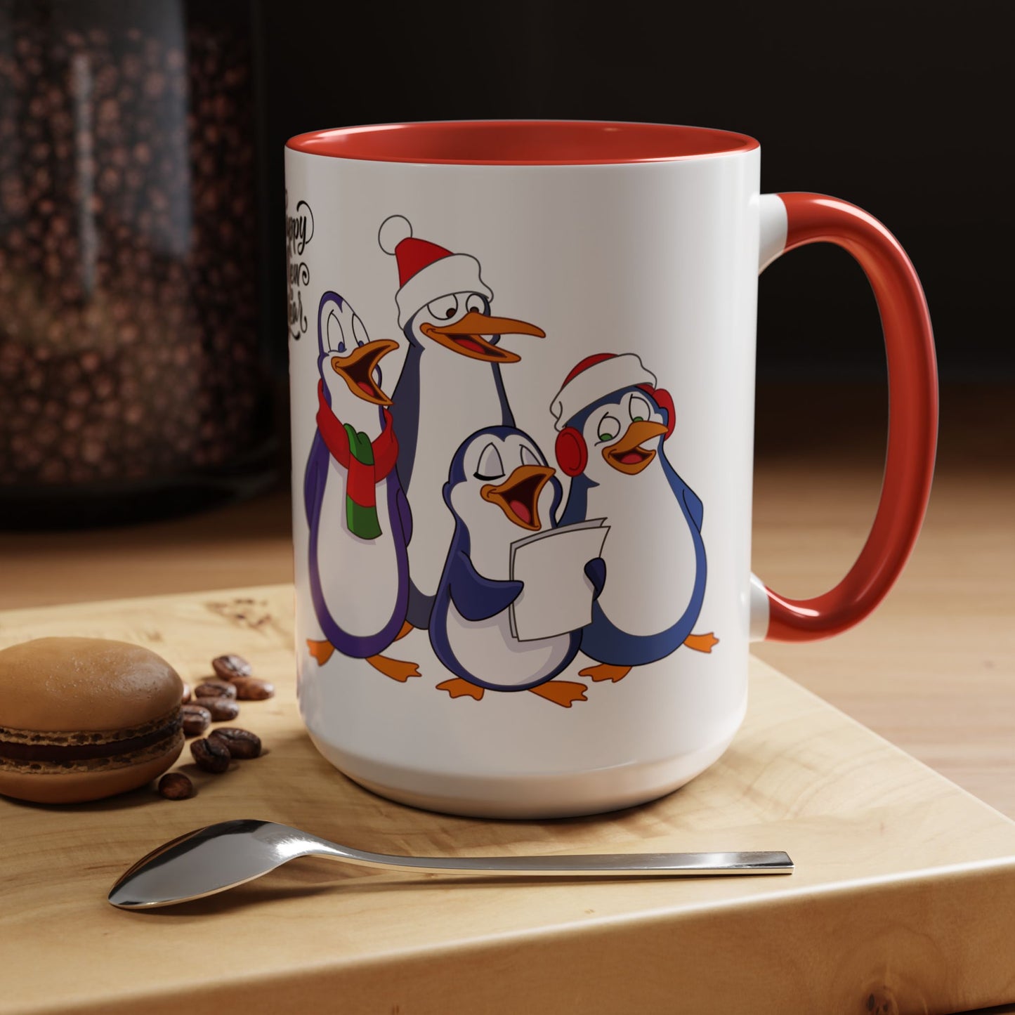 Penguins, Happy New Year - Accent Coffee Mug (11, 15oz) - 10291