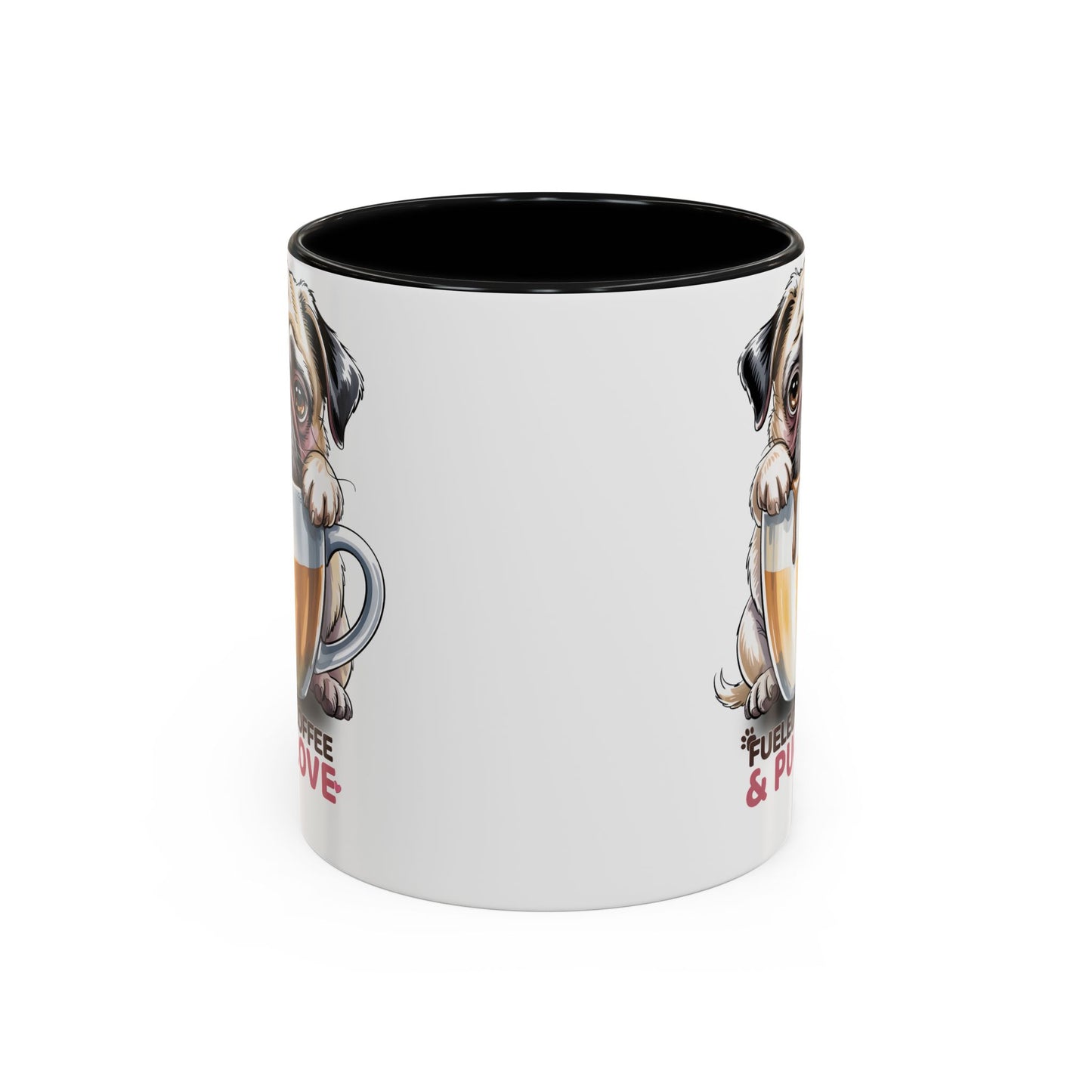 Pug Coffee Mug – Fueled by Coffee & Pug Love | Cute Dog Mom Gift, Accent Ceramic Mug - 14815
